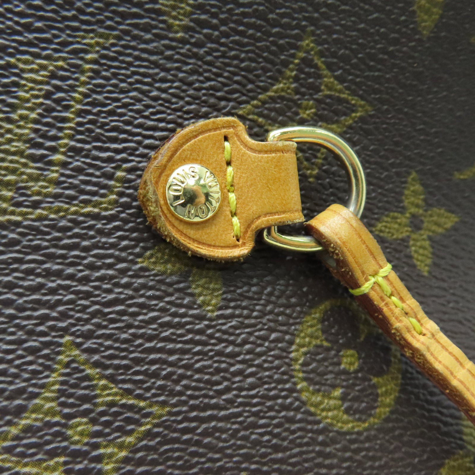 LOUIS VUITTON Monogram Neverfull GM金扣手挽袋棕色