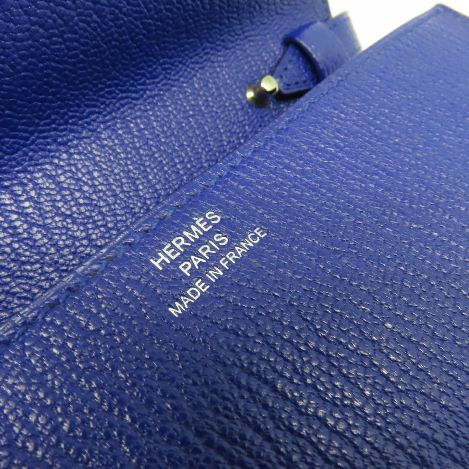 HERMES Chevre皮革Clic 16 Shoulder Bag銀扣肩背袋Bleu Electrique電光藍色