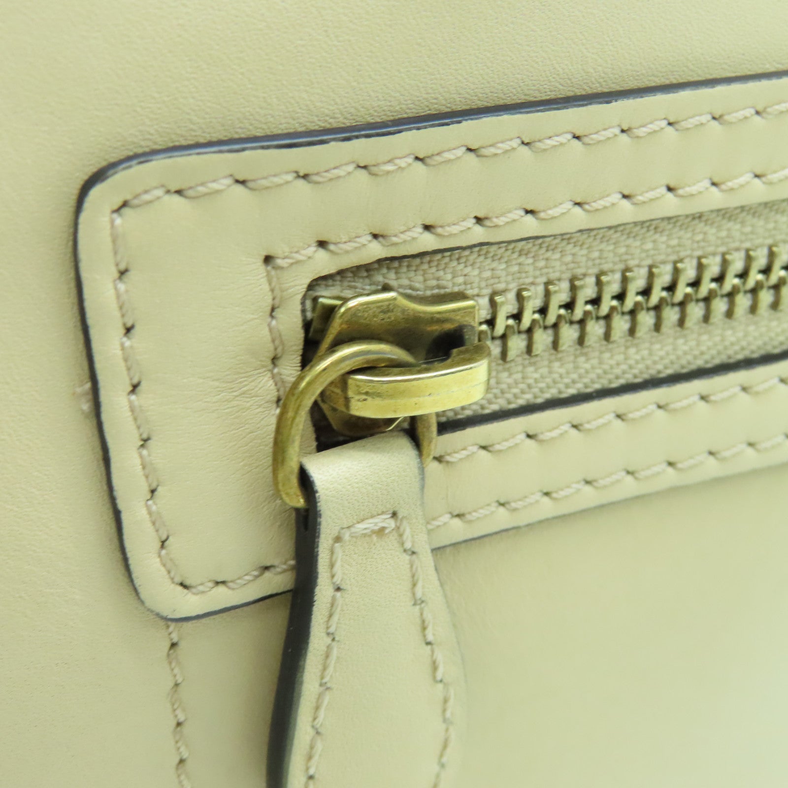 CELINE Leather Micro Luggage Gold Buckle Shoulder Bag Beige