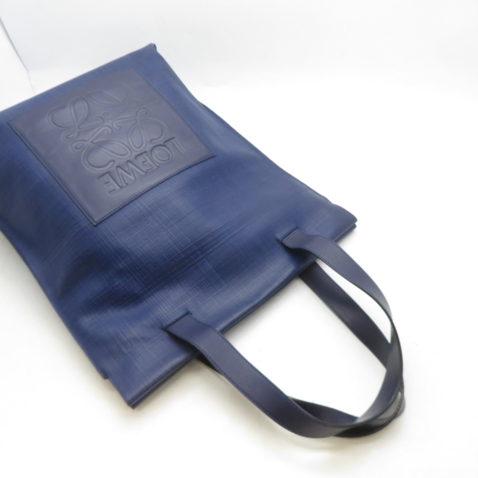 LOEWE 牛皮皮革Tote Bag金扣肩背袋藍色