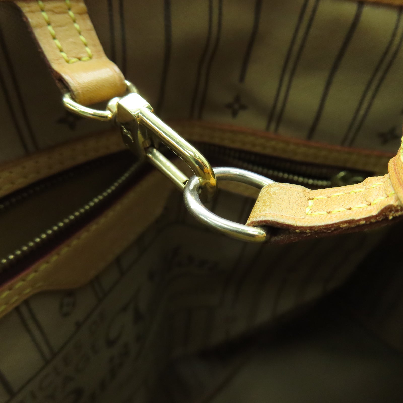LOUIS VUITTON Monogram Neverfull GM金扣手挽袋棕色