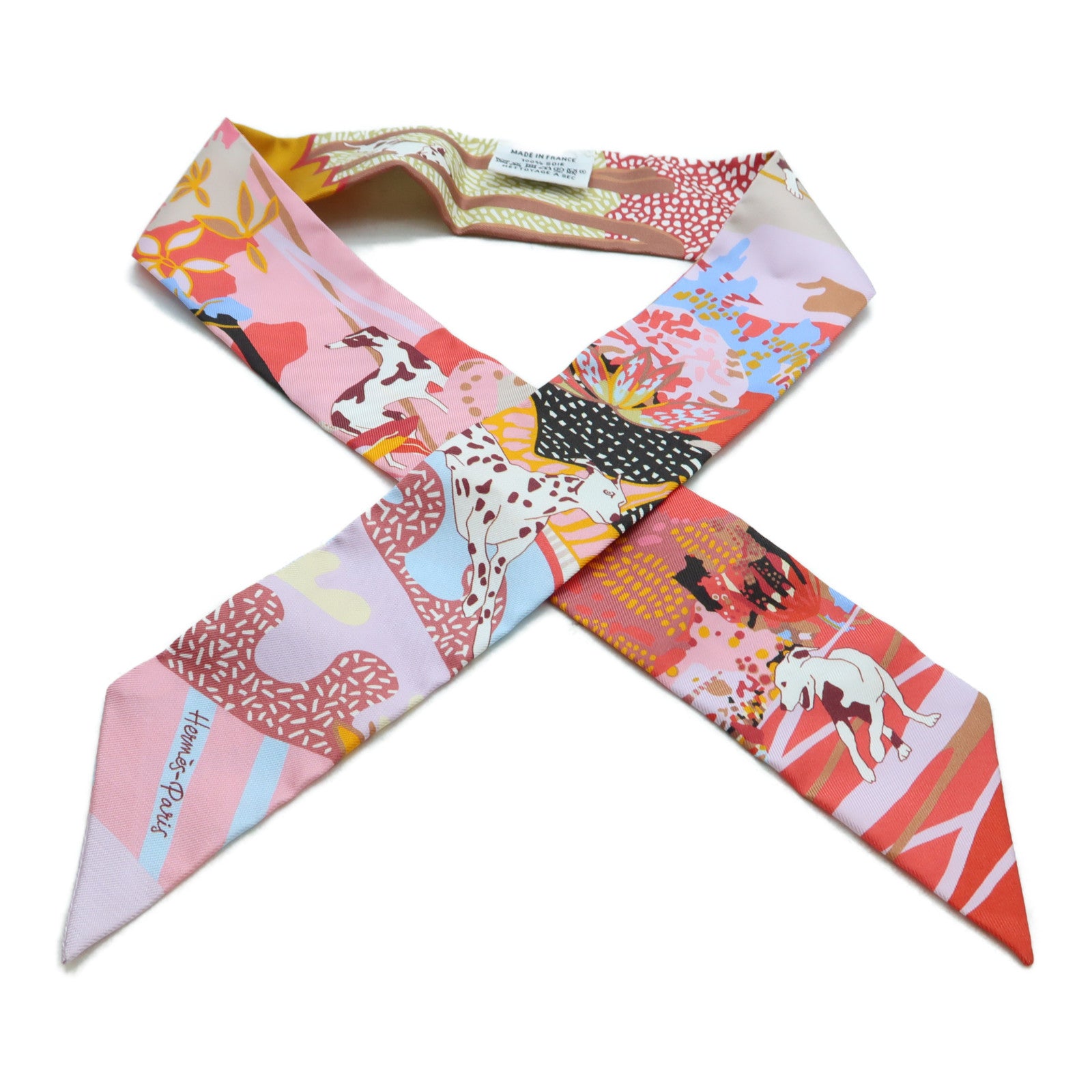 HERMES 絲質Twilly絲巾紅色