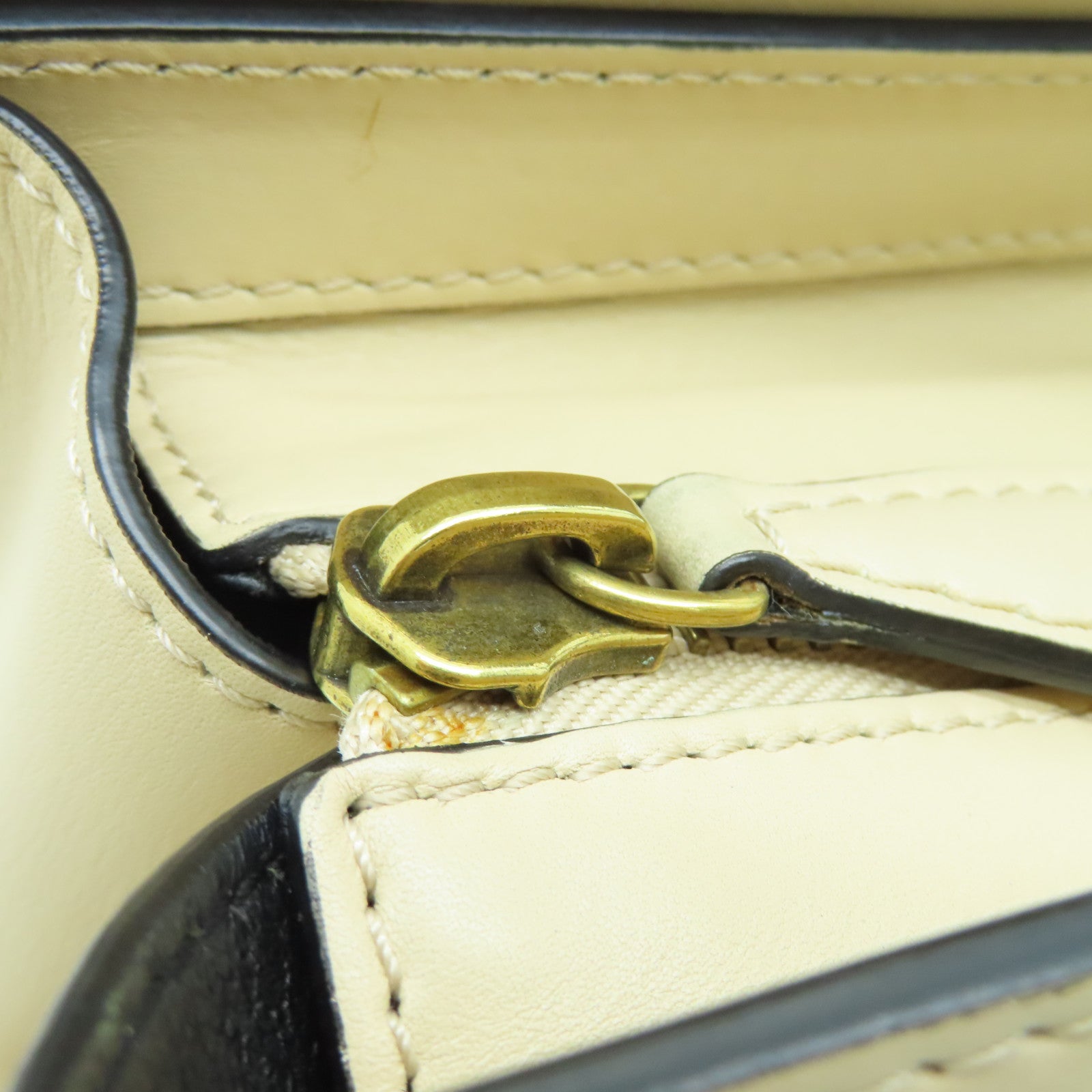 CELINE Leather Micro Luggage Gold Buckle Shoulder Bag Beige