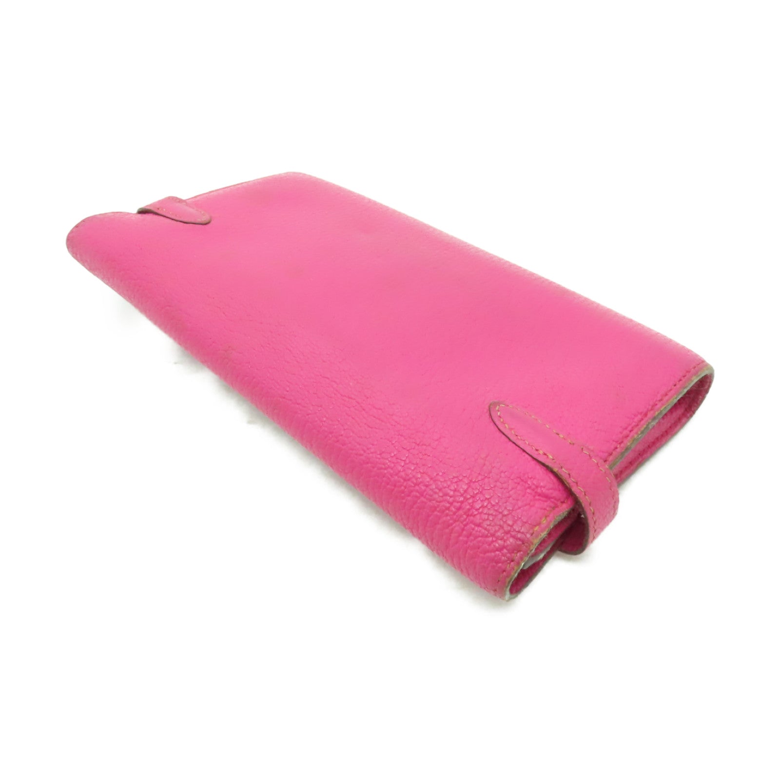 HERMES Chevre皮革Kelly Classic銀扣長錢包Fuschia Pink粉紅色