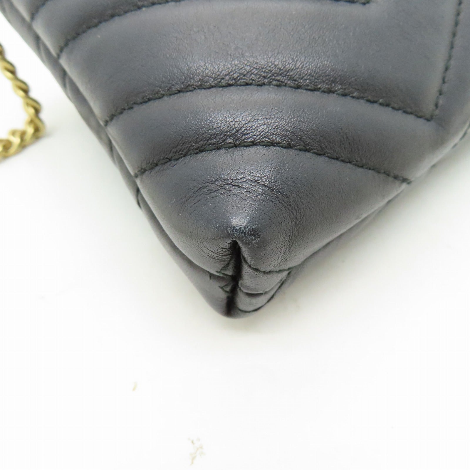 GUCCI 牛皮皮革Chain Shoulder金扣鏈帶肩背袋黑色