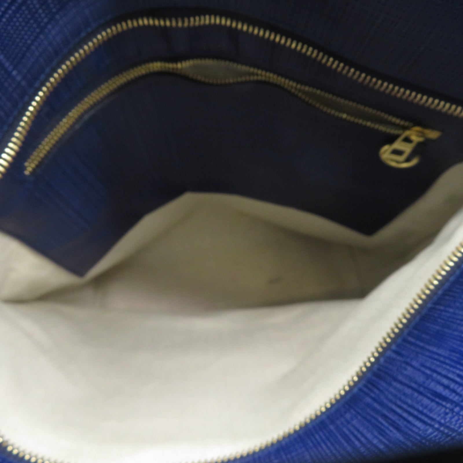 LOEWE 牛皮皮革Tote Bag金扣肩背袋藍色