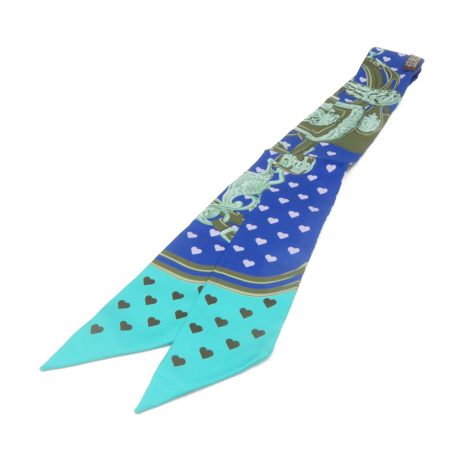 HERMES 絲質Twilly Scarf絲巾藍色/綠色/軍綠色/彩色