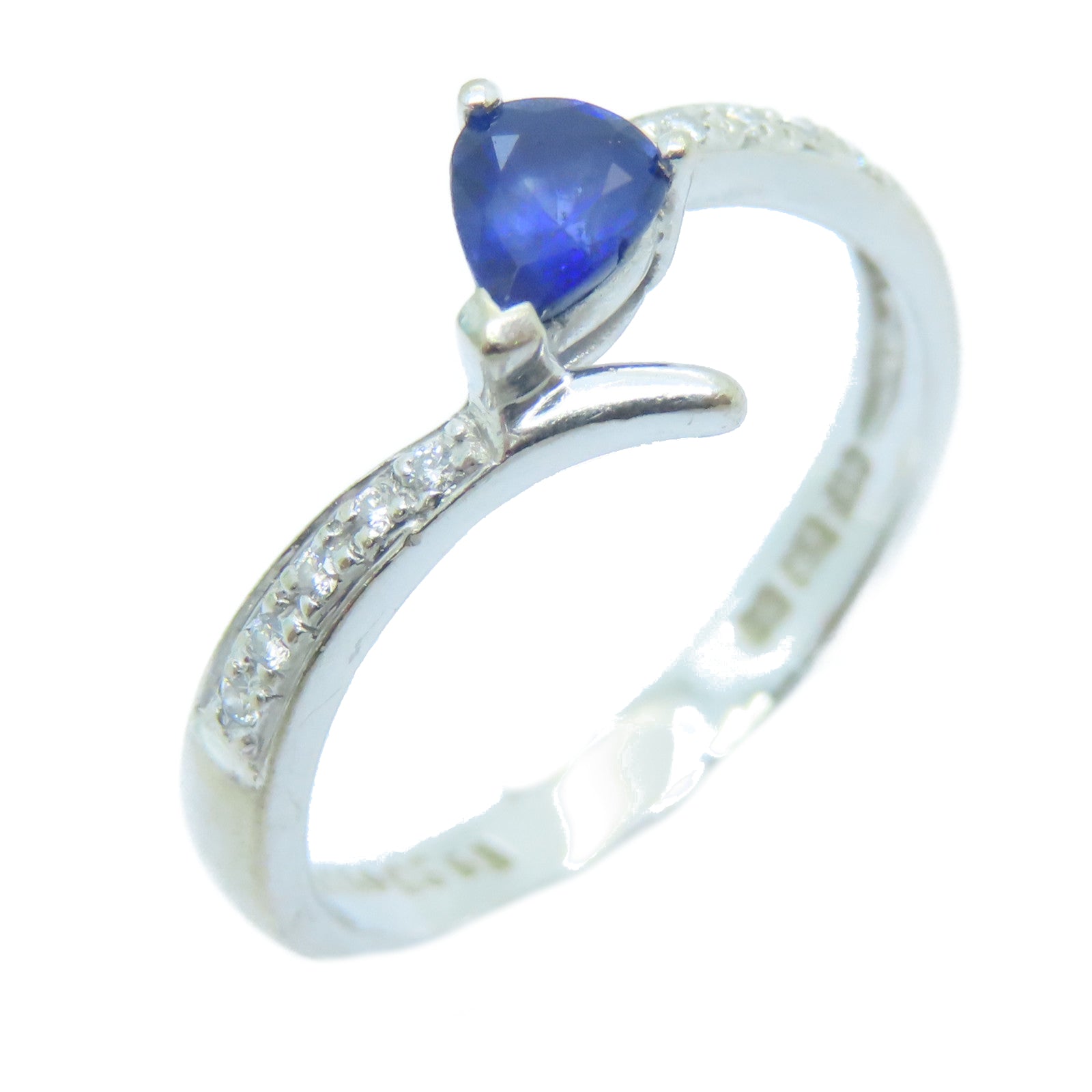 JEWELRY 【激减优惠】18K白金0.49ct蓝宝石0.04ct钻石Sapphire Ring戒指US#6.25