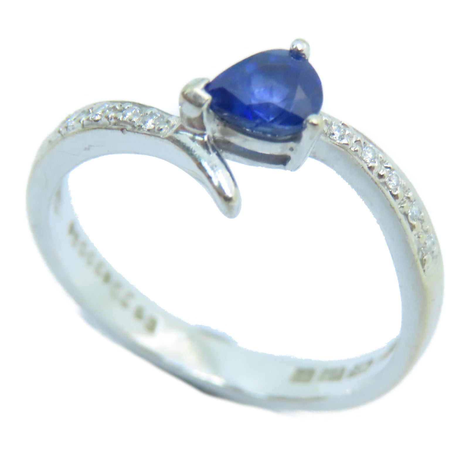 JEWELRY 【激减优惠】18K白金0.49ct蓝宝石0.04ct钻石Sapphire Ring戒指US#6.25