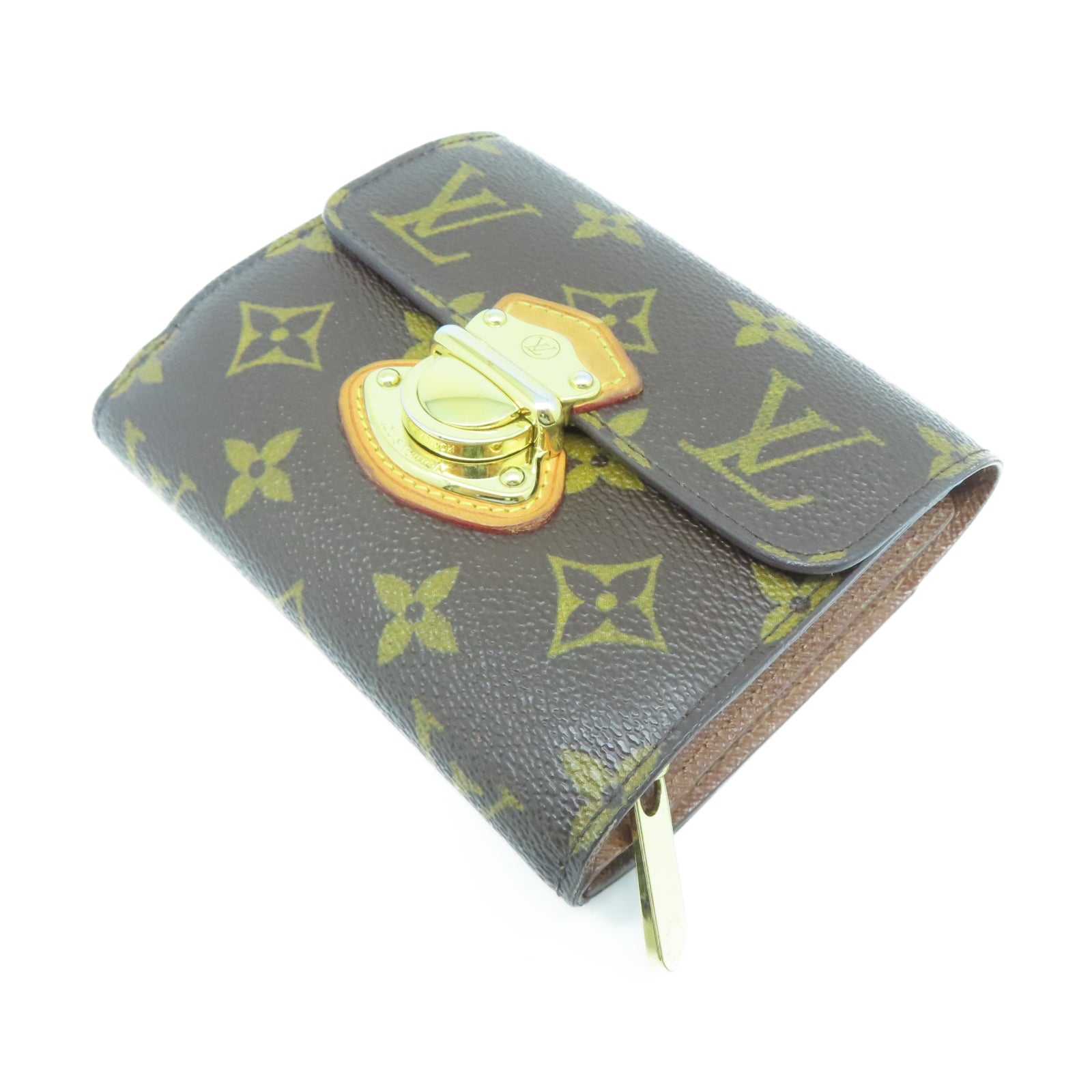 LOUIS VUITTON Monogram Portefeuille Joey金扣錢包棕色
