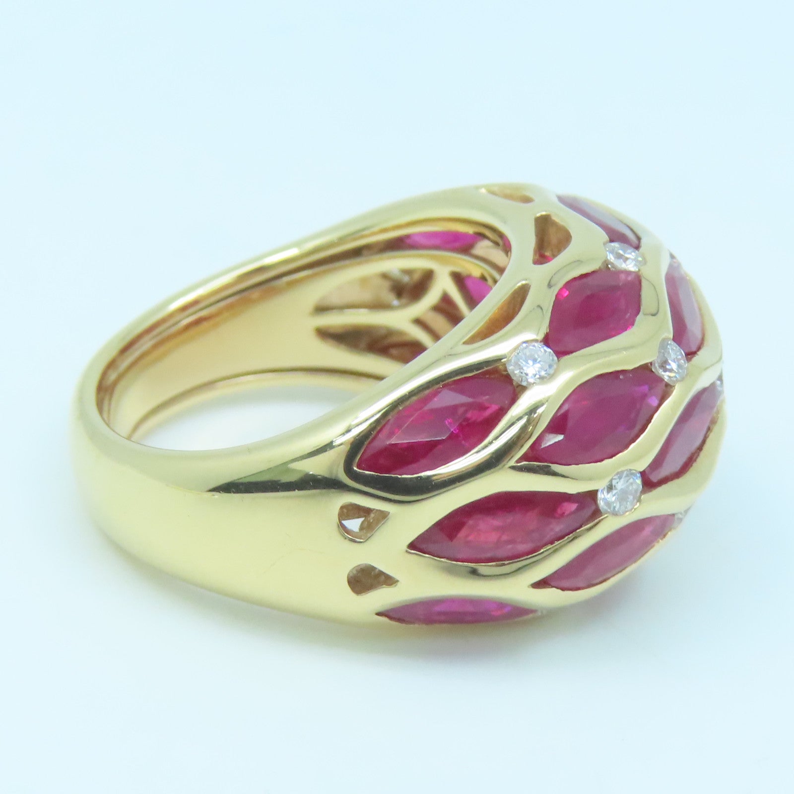 JEWELRY 18K rose gold Ruby Diamond Ring 7.17ct ruby/0.43ct diamond ring US#6.5