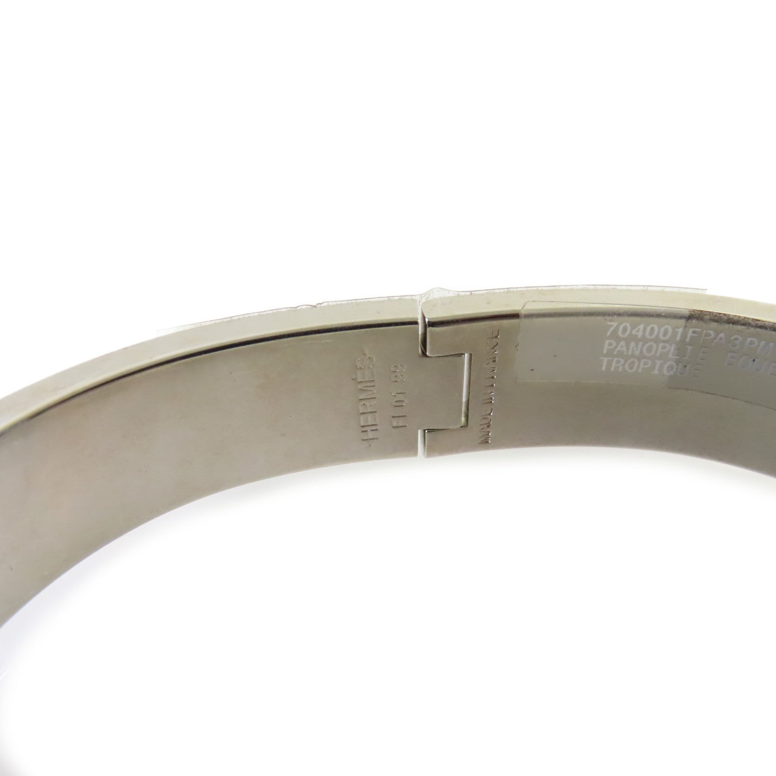 HERMES 金屬/琺瑯Clic H Bracelet銀扣手鐲橙色/彩色/銀色