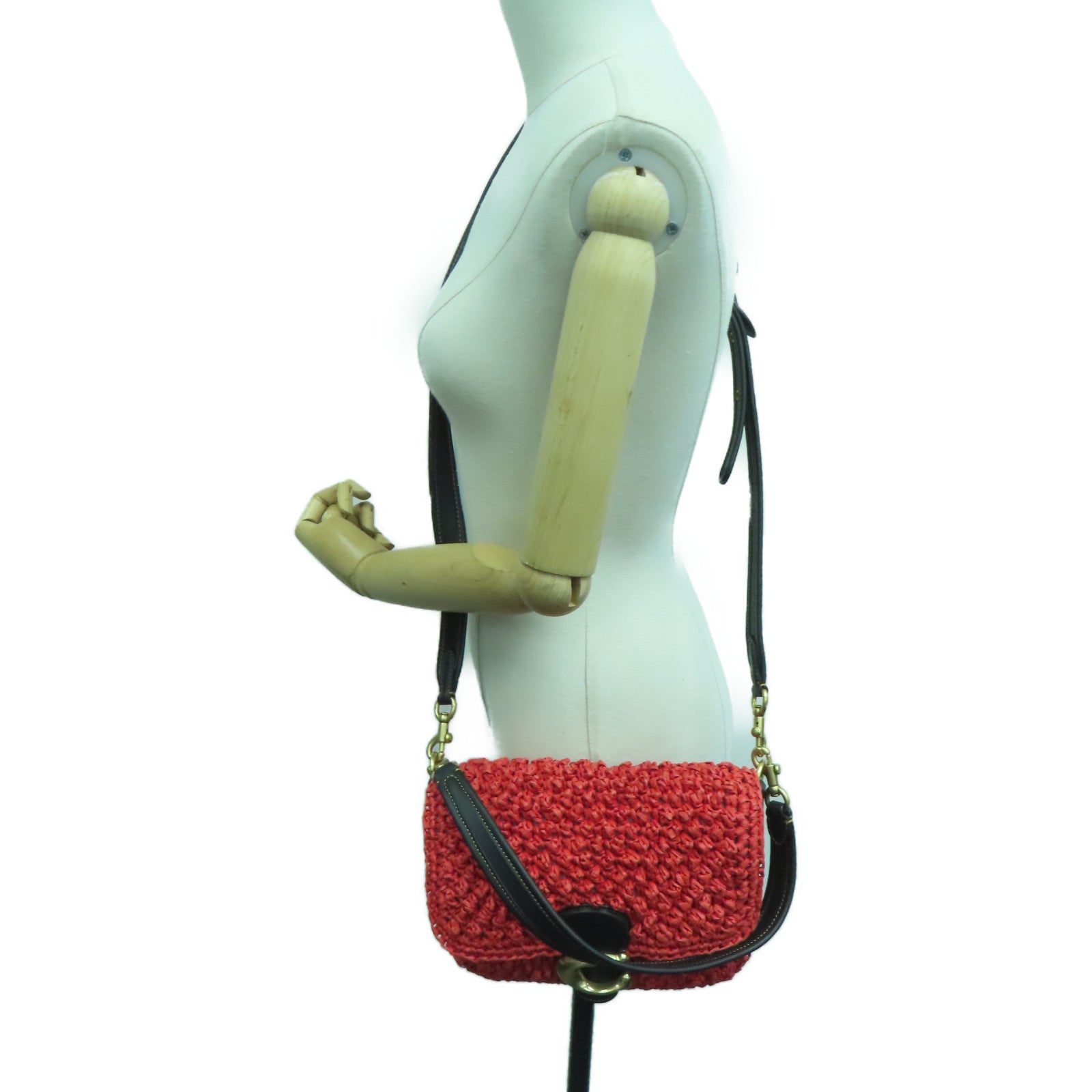 COACH 稻草/禾秆2 Way Shoulder手挽肩背两用袋红色