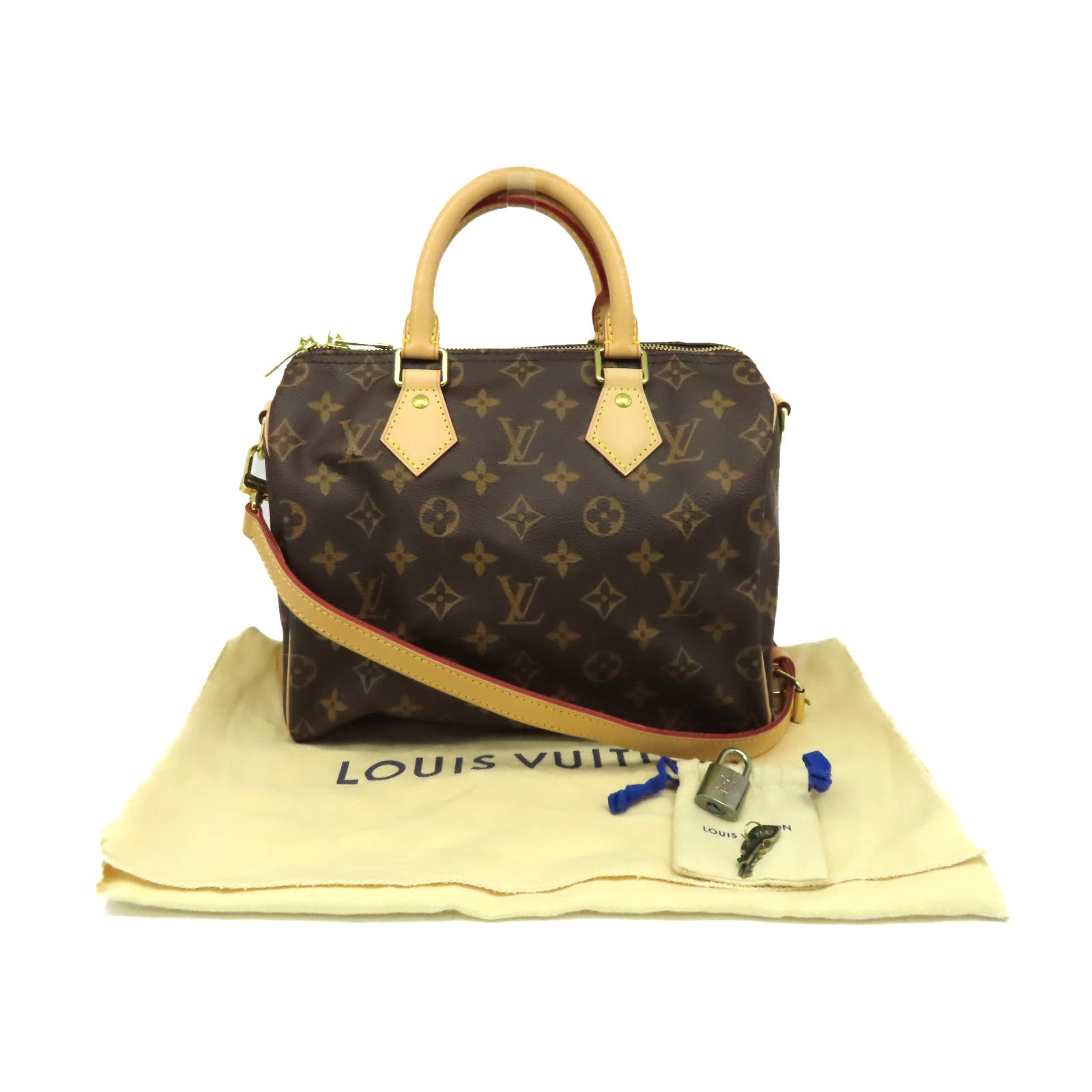 LOUIS VUITTON Monogram Speedy 25 2Way Shoulder Bag金扣手挽肩背兩用袋啡色