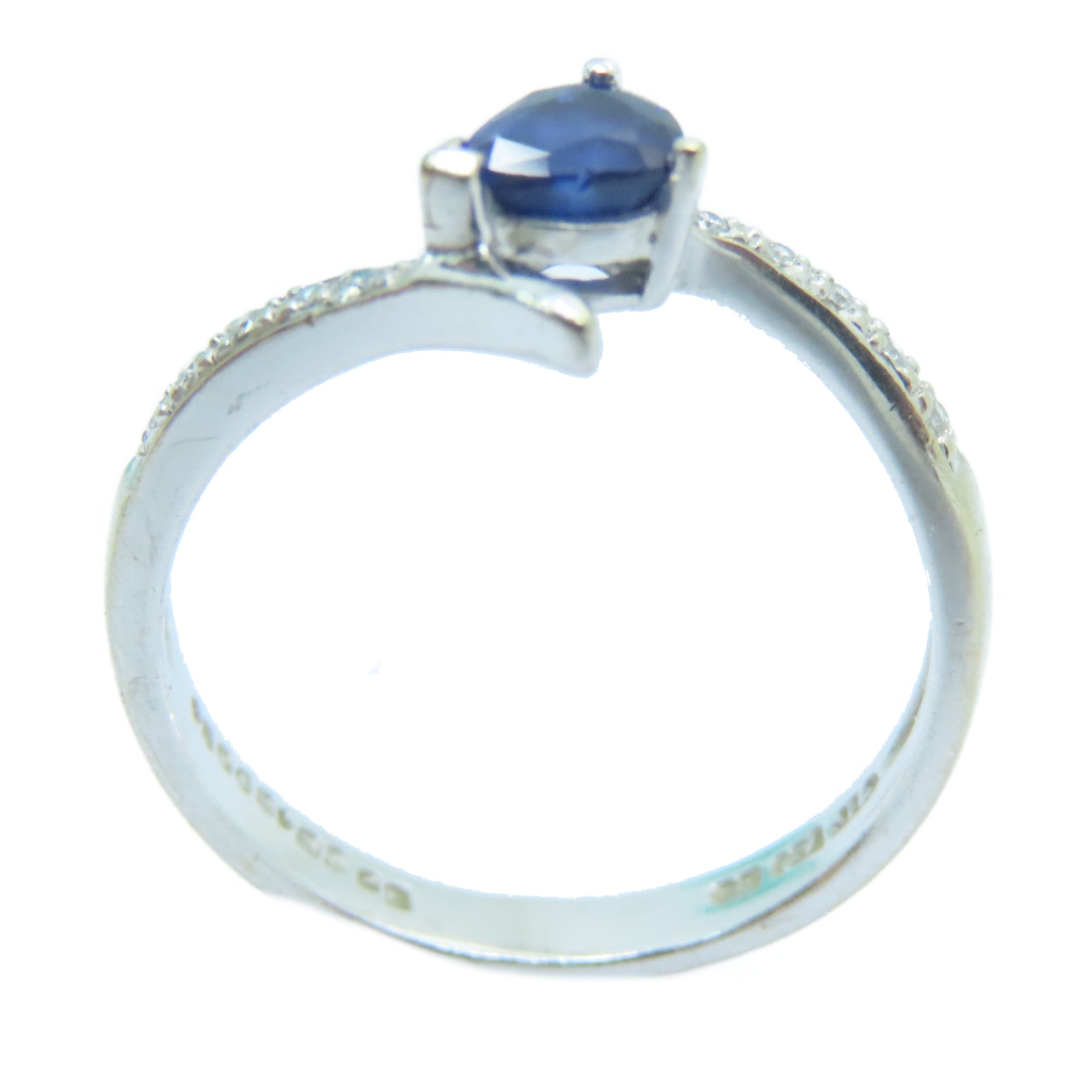 JEWELRY 【激减优惠】18K白金0.49ct蓝宝石0.04ct钻石Sapphire Ring戒指US#6.25