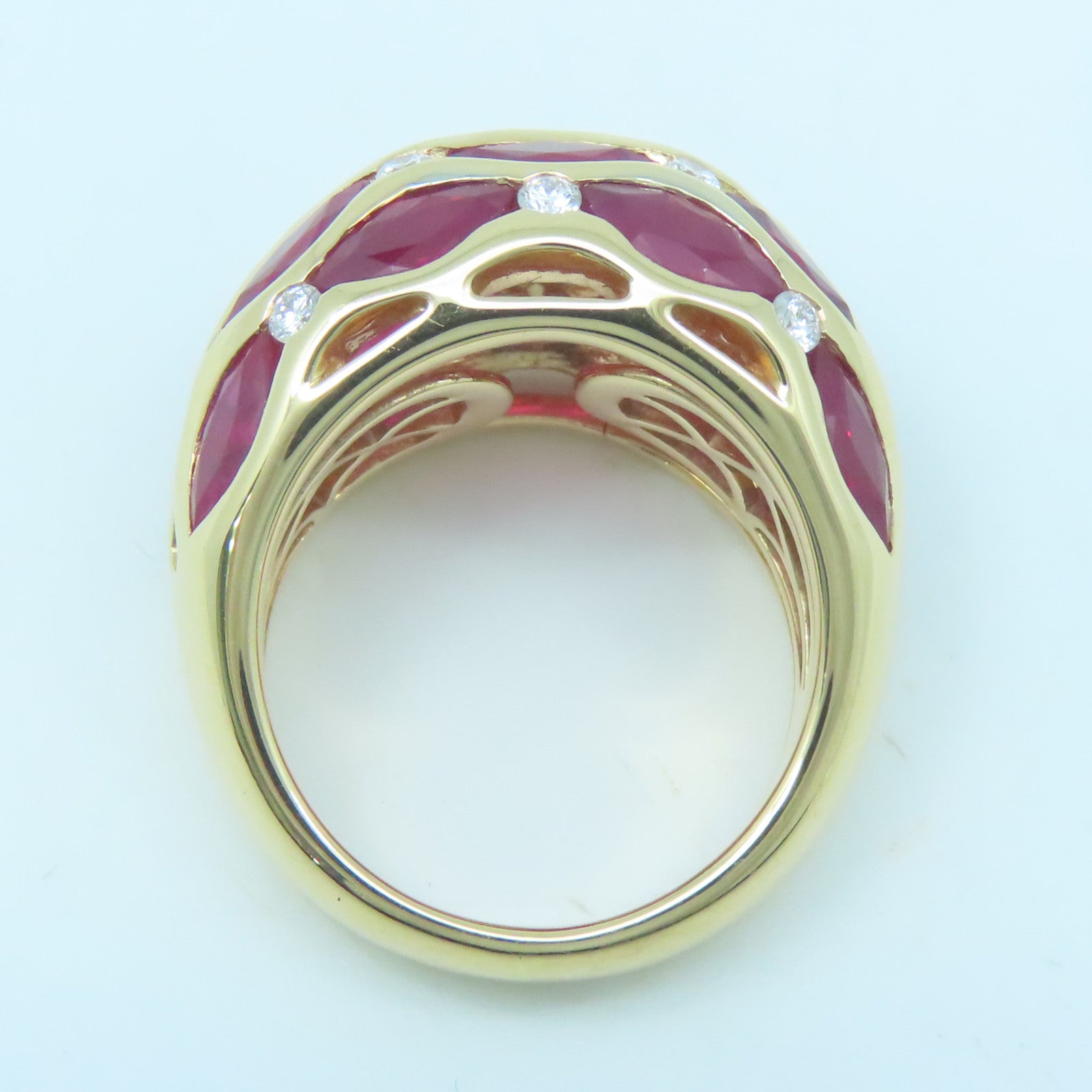 JEWELRY 18K rose gold Ruby Diamond Ring 7.17ct ruby/0.43ct diamond ring US#6.5