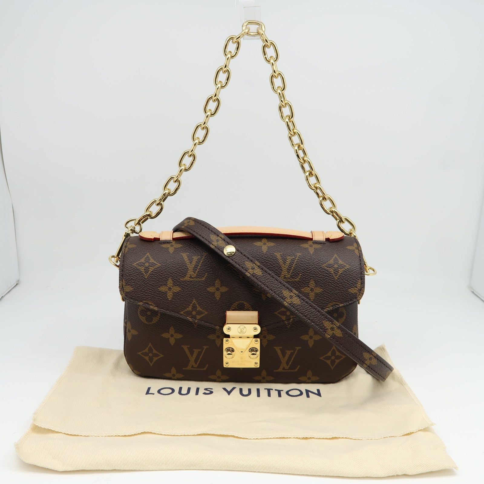 LOUIS VUITTON Monogram Pochette Metis East West金扣手挽肩背兩用袋啡色