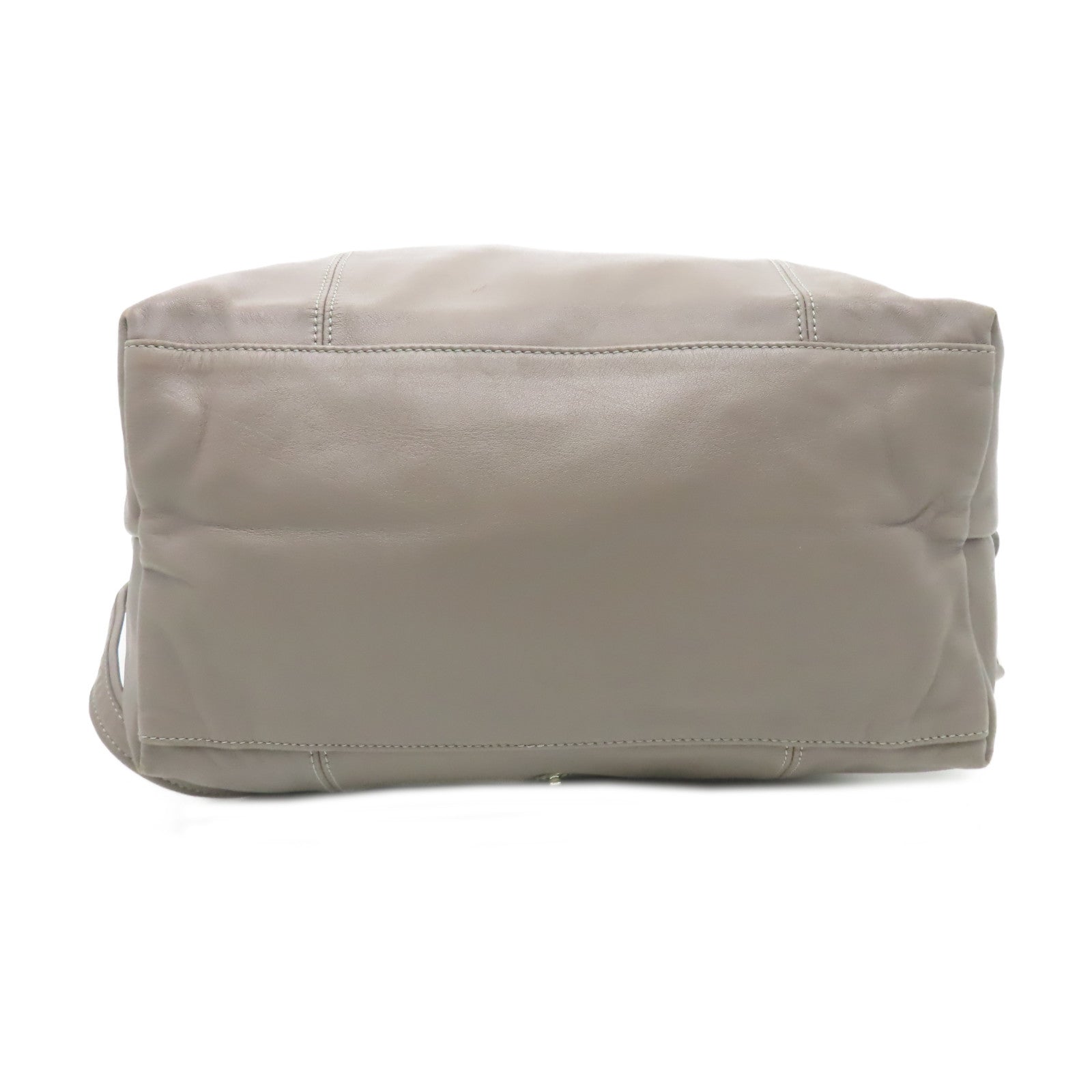 Longchamp 【激減優惠】牛皮皮革2Way Bag銀扣手挽肩背兩用袋卡其色