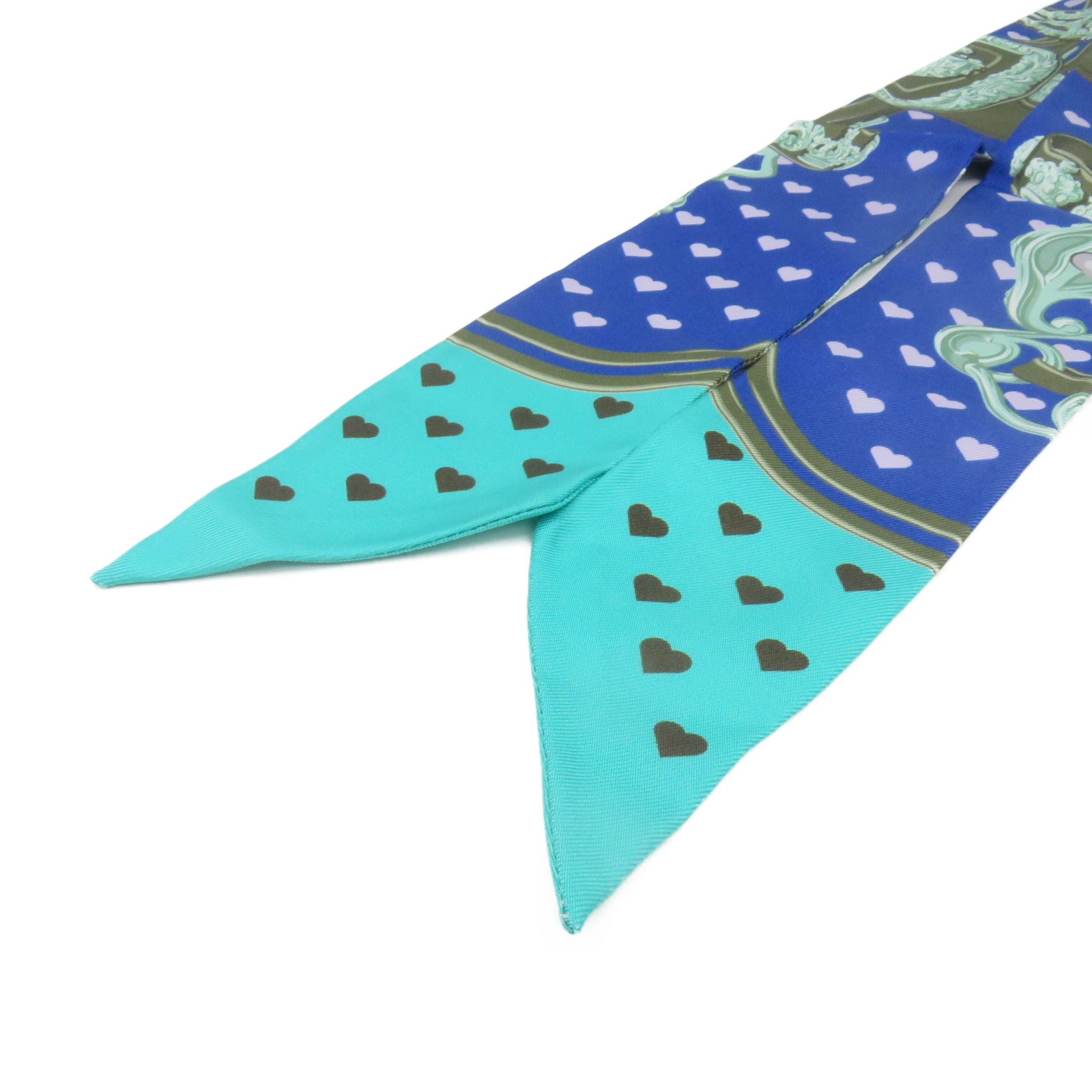 HERMES 絲質Twilly Scarf絲巾藍色/綠色/軍綠色/彩色