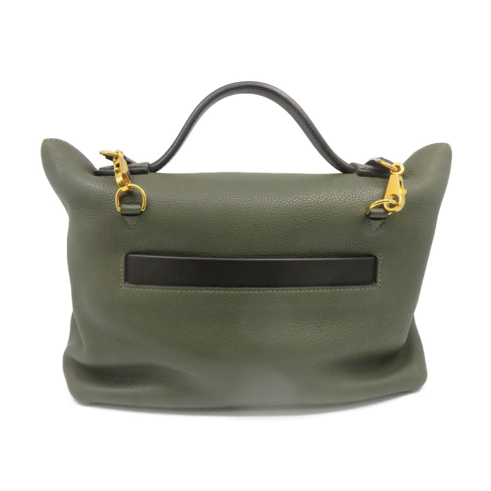 HERMES Clemence皮革24/24 29cm 2Way Shoulder Bag金扣手挽肩背两用袋61/60绿色