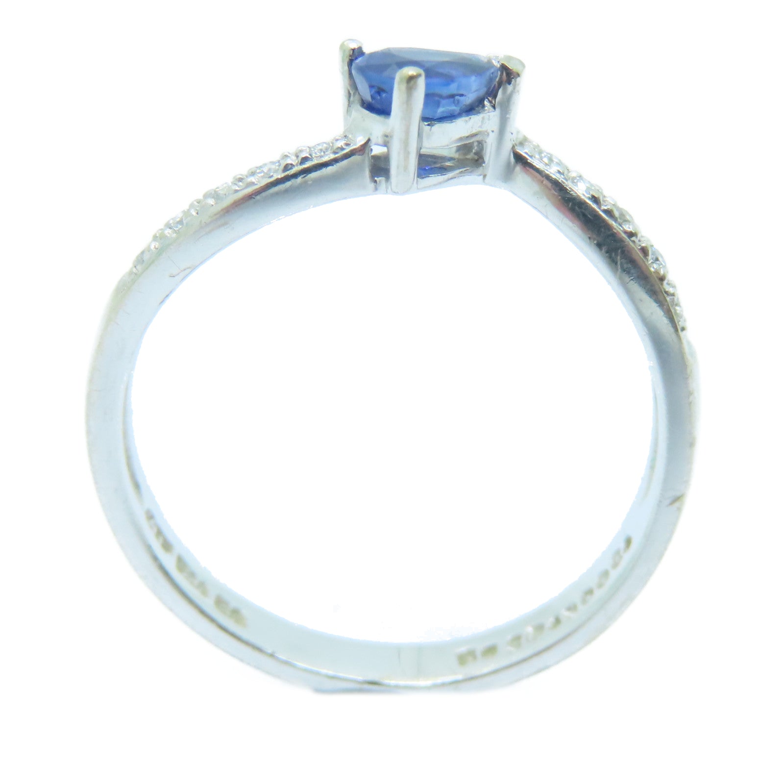 JEWELRY 【激减优惠】18K白金0.49ct蓝宝石0.04ct钻石Sapphire Ring戒指US#6.25