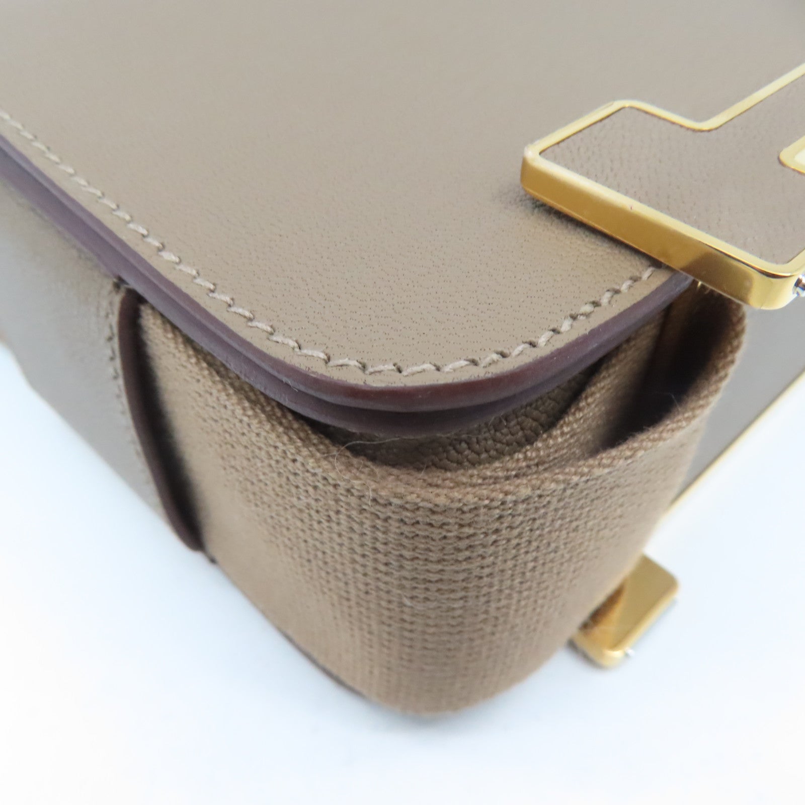 HERMES Chevre皮革Geta金扣肩背袋大象灰色