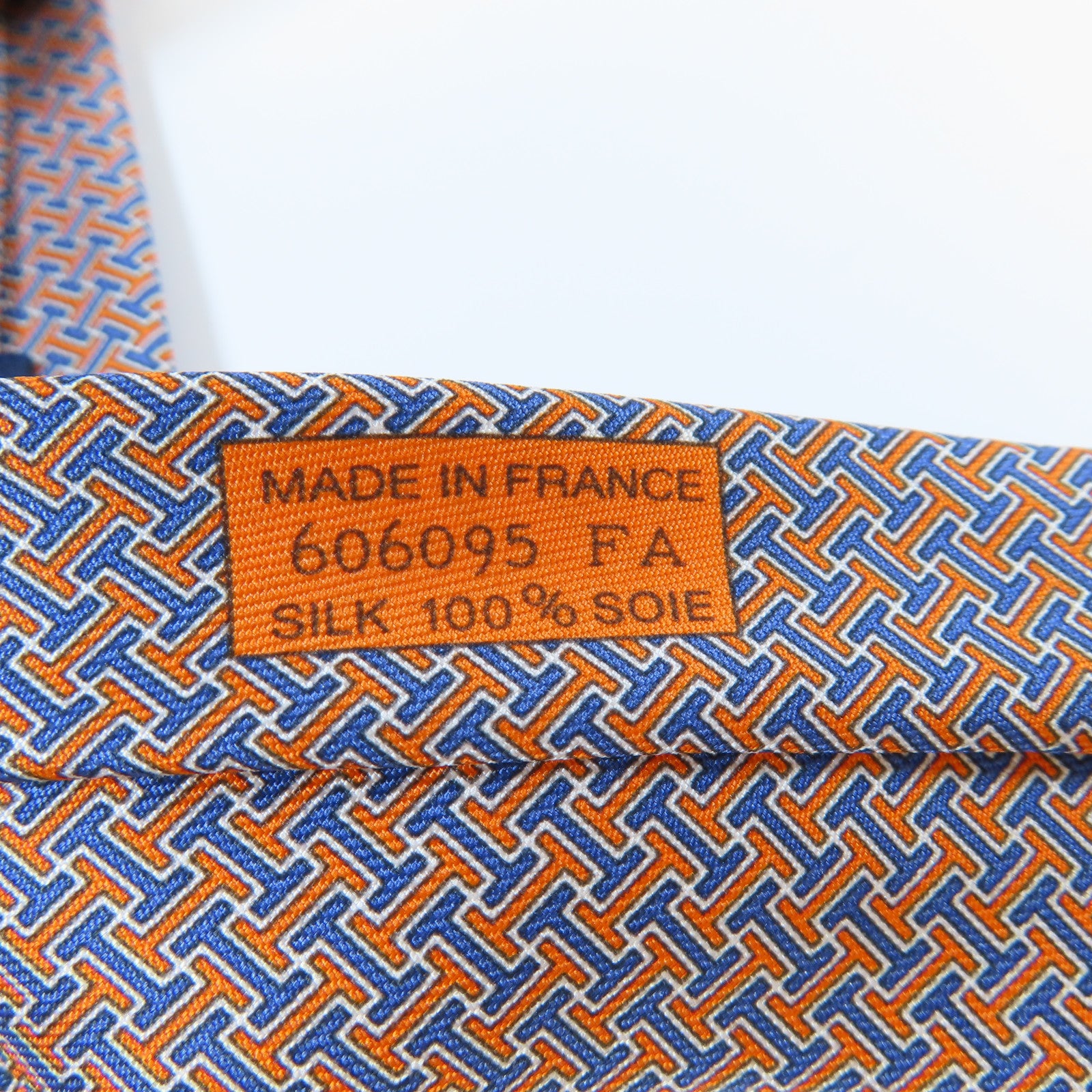 HERMES 絲質Necktie領帶橙色/藍色