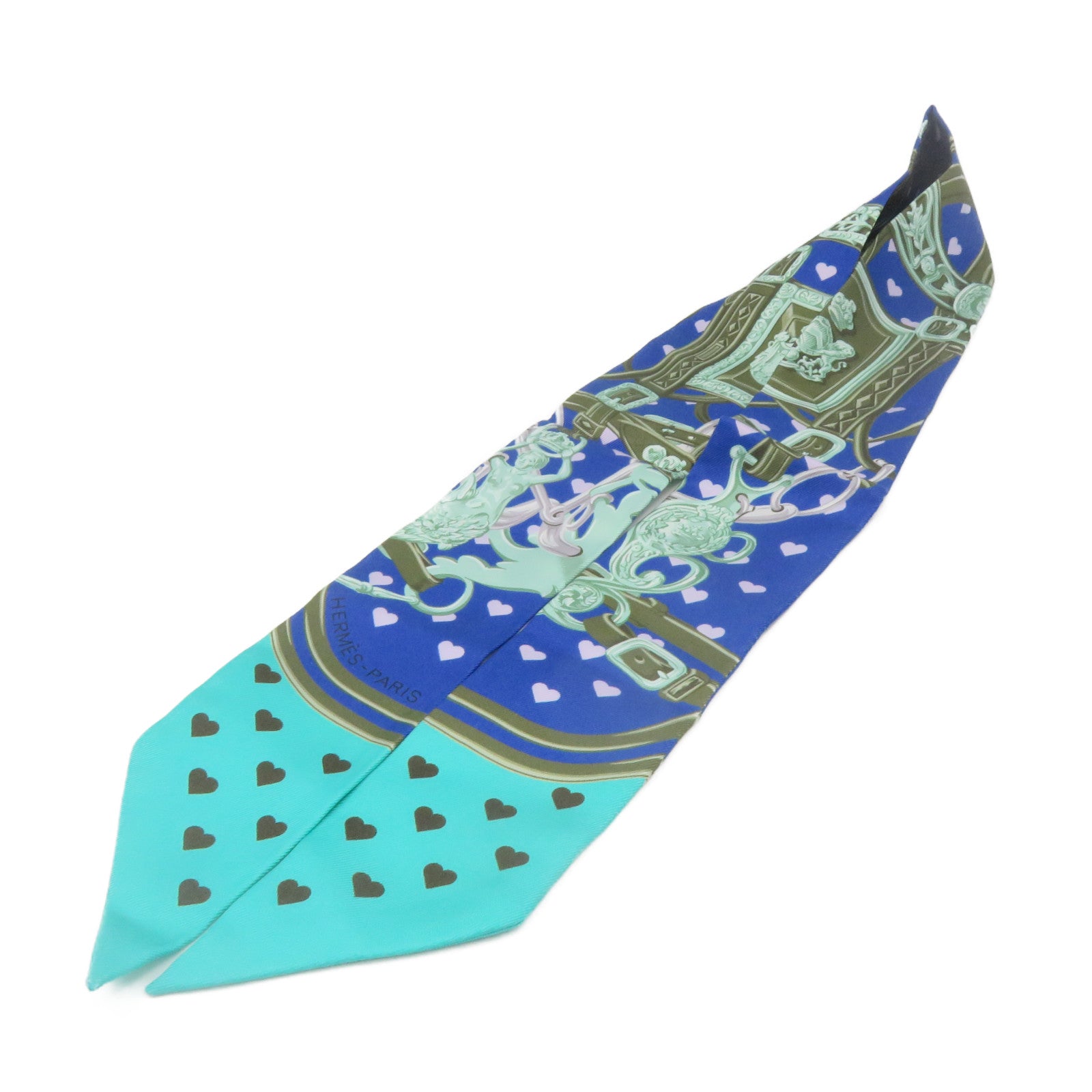 HERMES 絲質Twilly Scarf絲巾藍色/綠色/軍綠色/彩色