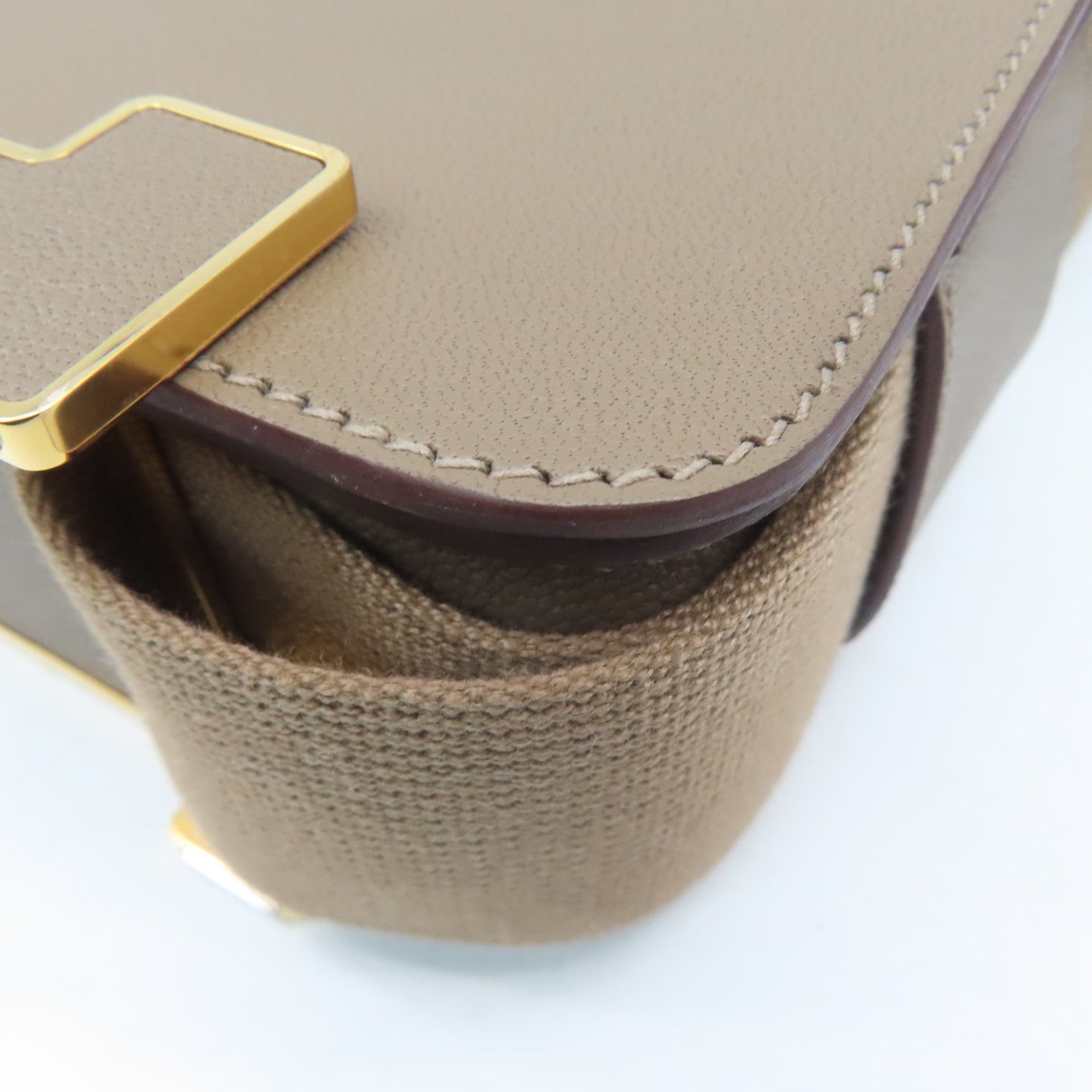 HERMES Chevre皮革Geta金扣肩背袋大象灰色
