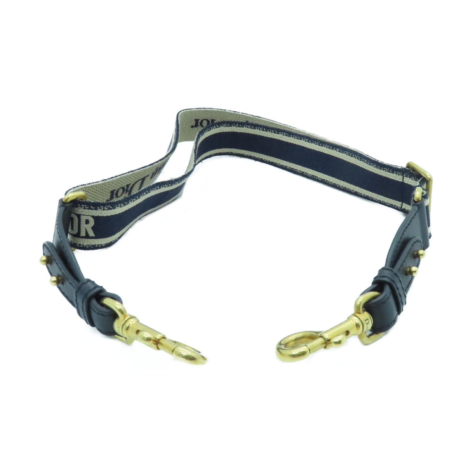 Dior Canvas Adjustable Strap Gold Buckle Charm White/Blue Black