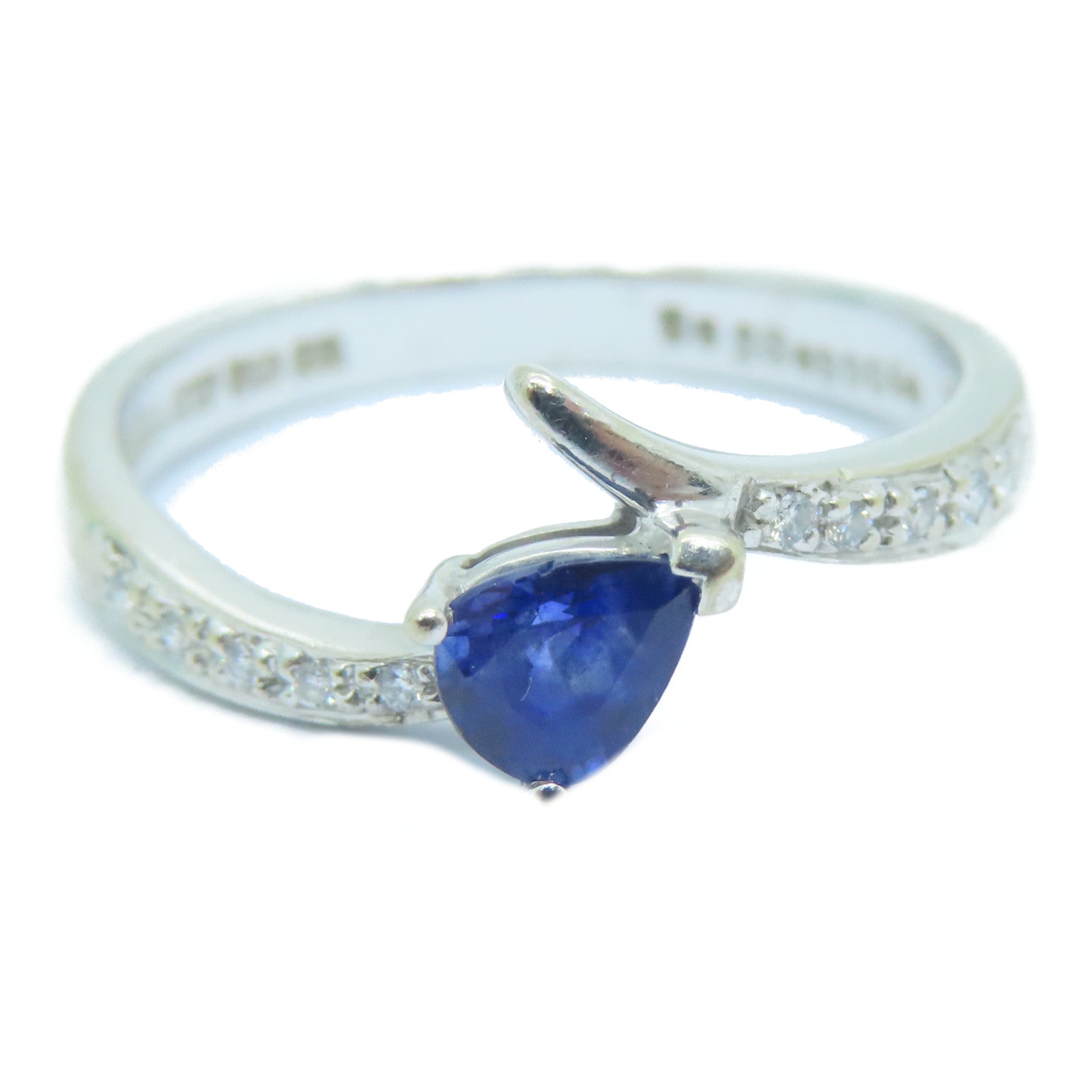JEWELRY 【激减优惠】18K白金0.49ct蓝宝石0.04ct钻石Sapphire Ring戒指US#6.25