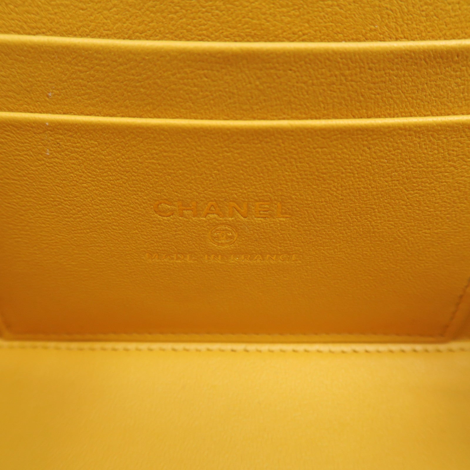 CHANEL Diamond Sheepskin Leather Top Handle Vanity Case Gold Buckle Chain Strap Shoulder Bag Brown/Yellow