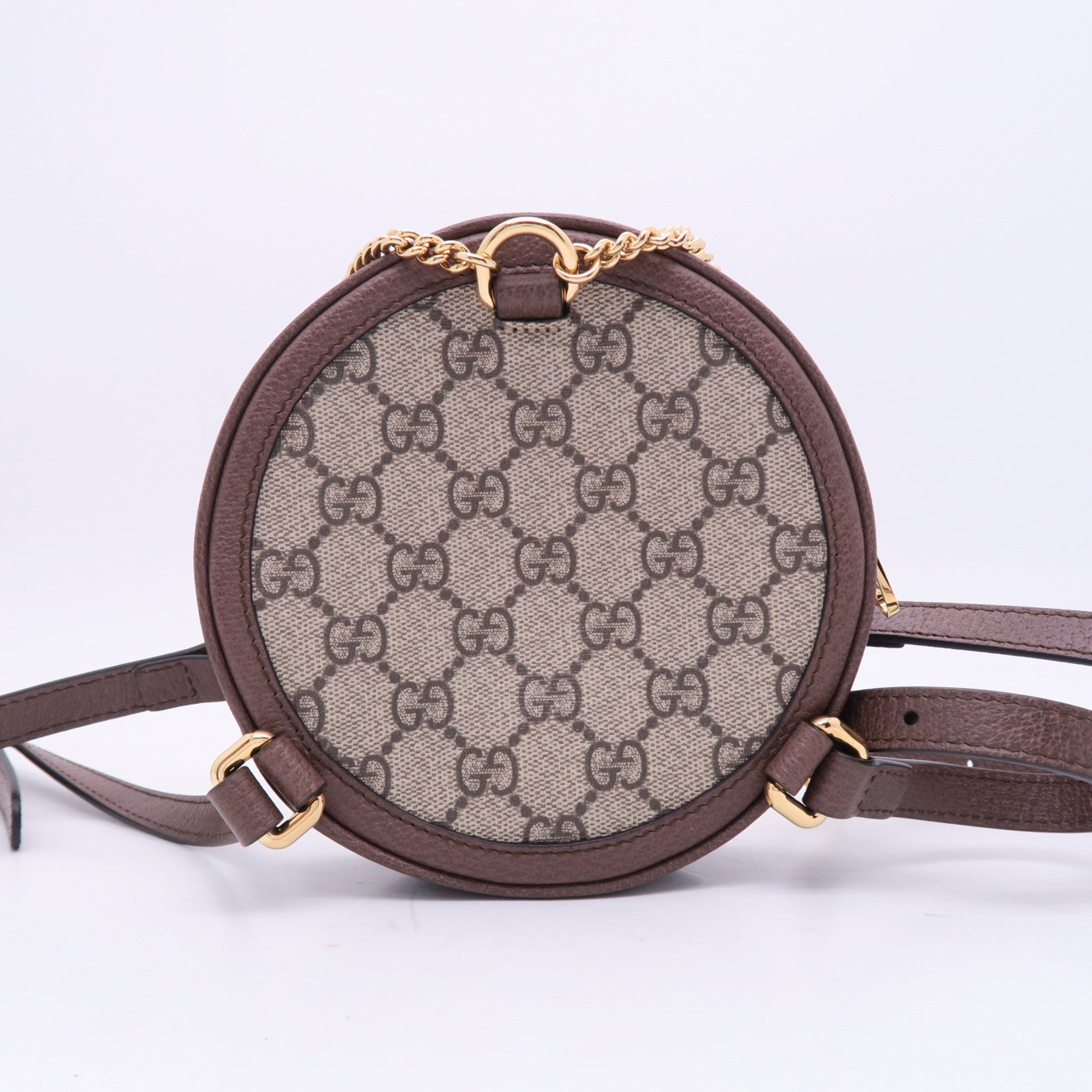 GUCCI 【激減優惠】帆布Ophidia Round Backpack金扣背包啡色