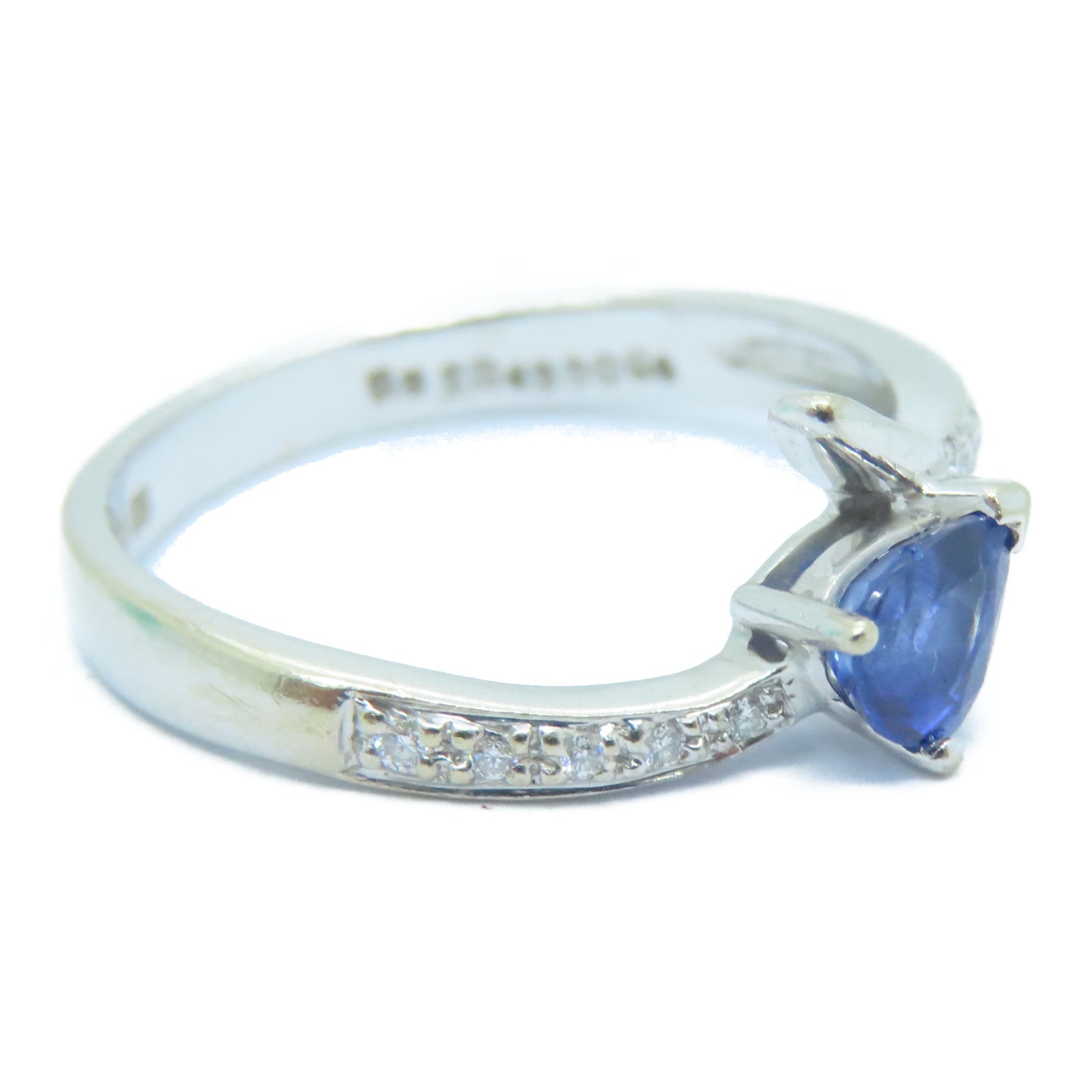 JEWELRY 【激减优惠】18K白金0.49ct蓝宝石0.04ct钻石Sapphire Ring戒指US#6.25