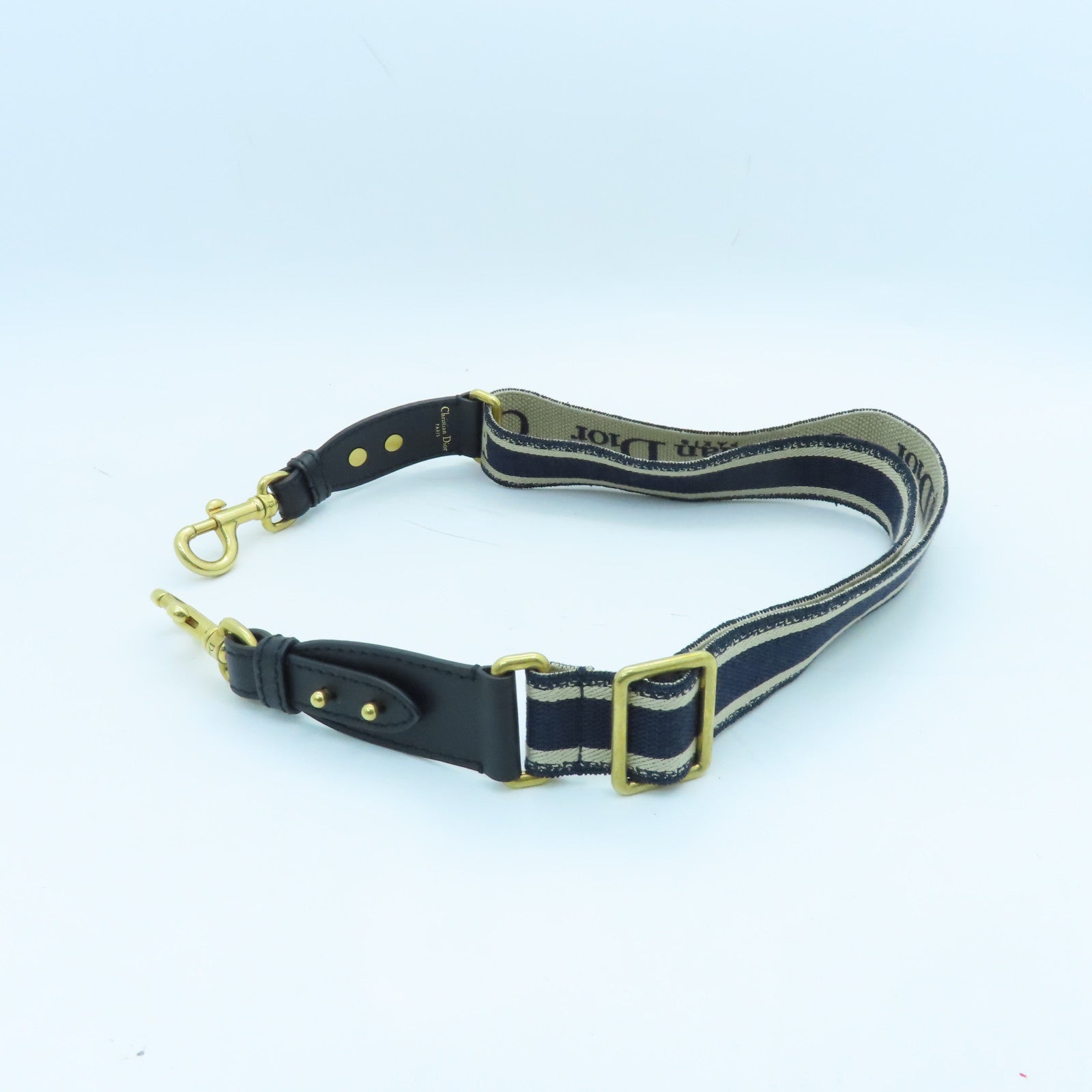 Dior Canvas Adjustable Strap Gold Buckle Charm White/Blue Black