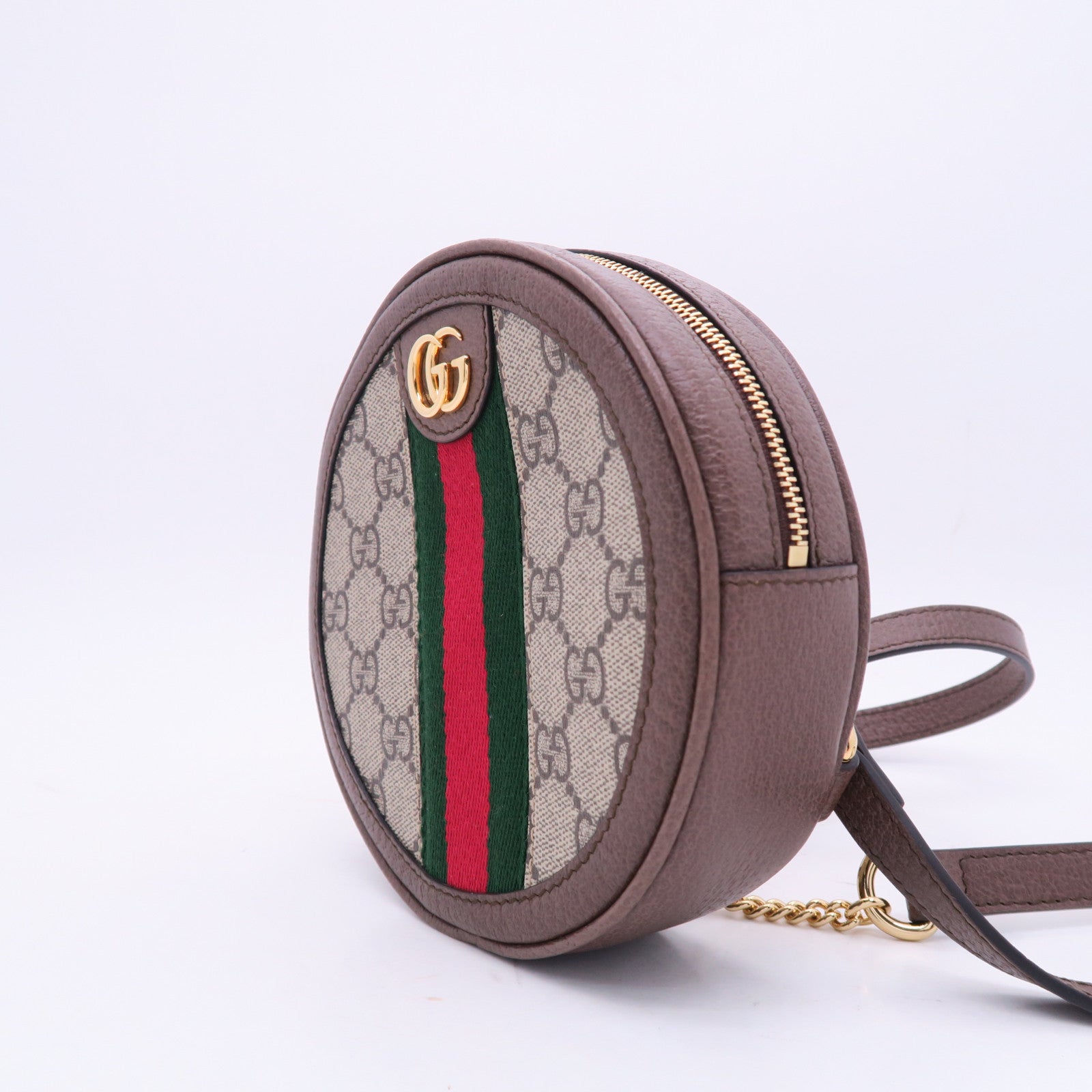GUCCI 【激減優惠】帆布Ophidia Round Backpack金扣背包啡色