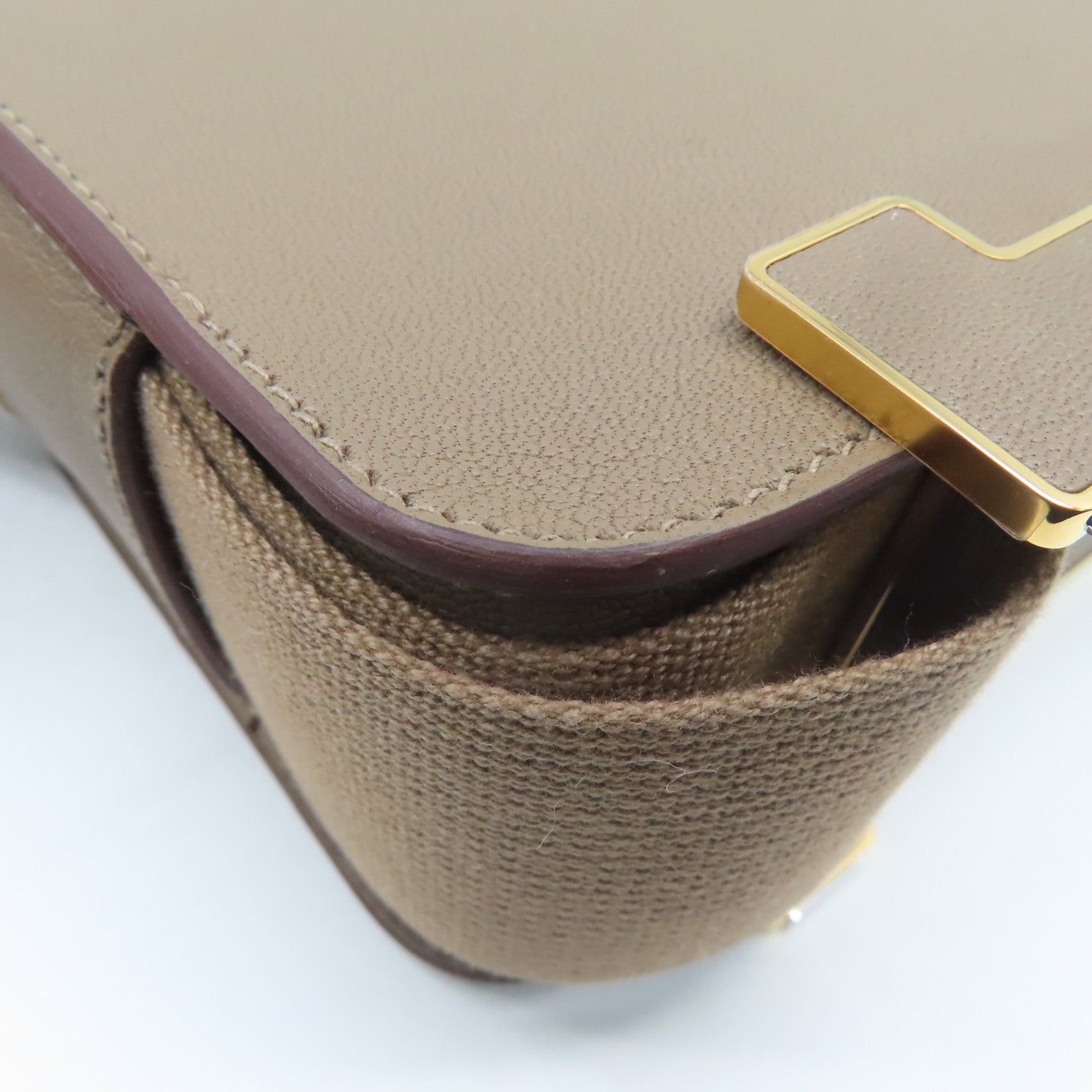 HERMES Chevre皮革Geta金扣肩背袋大象灰色