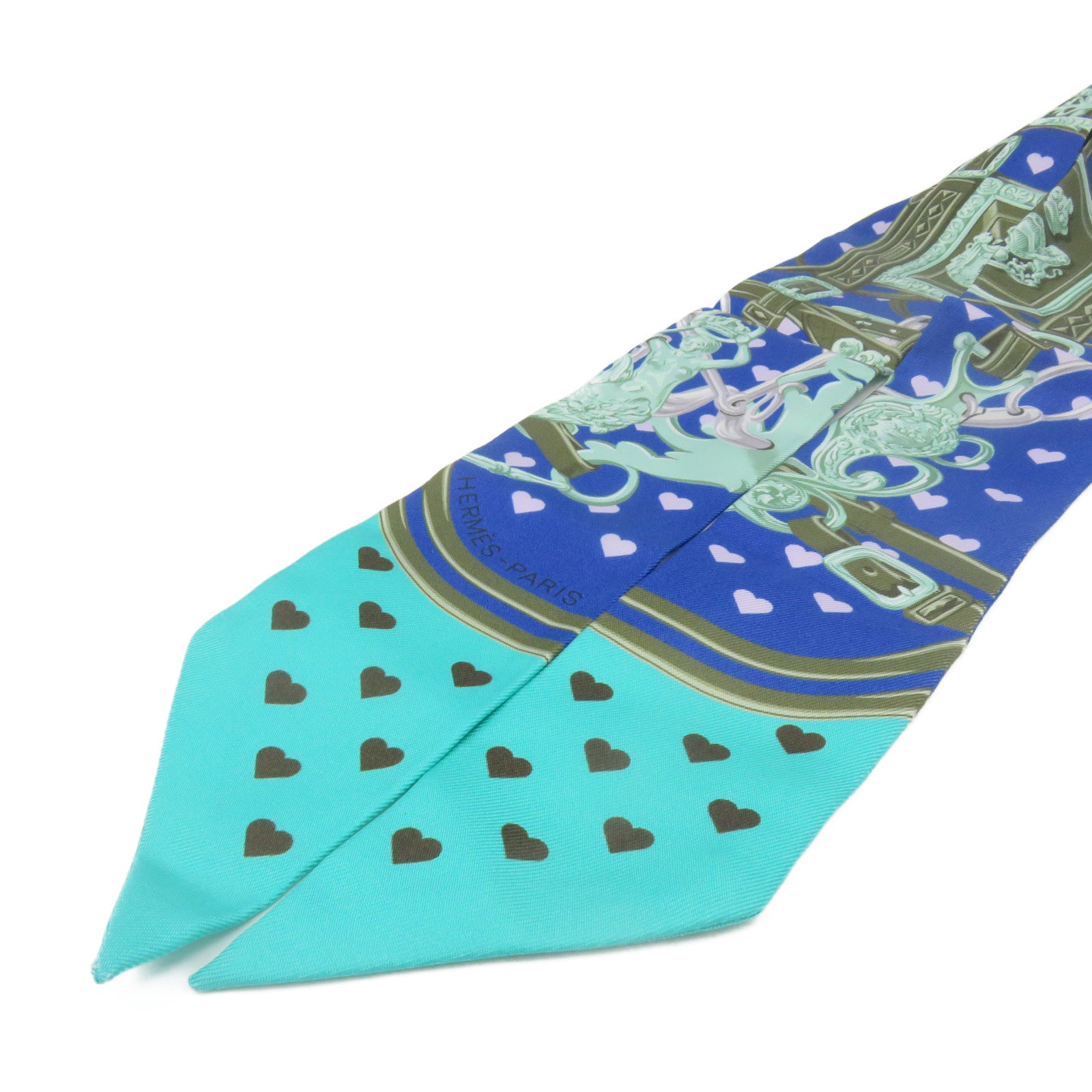 HERMES 絲質Twilly Scarf絲巾藍色/綠色/軍綠色/彩色