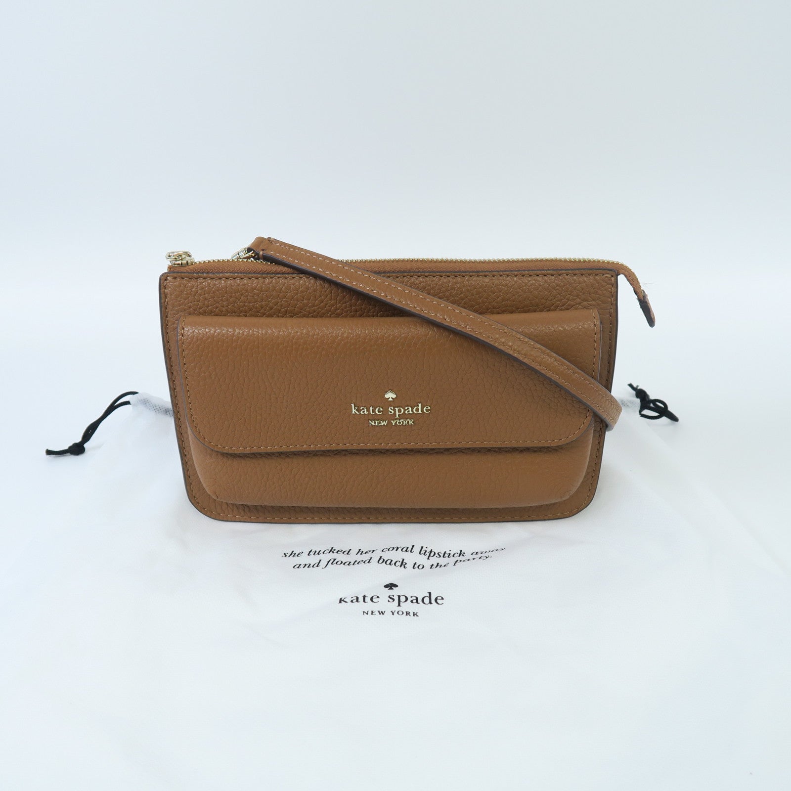 Kate Spade 牛皮皮革Shoulder Bag金扣肩背袋啡色