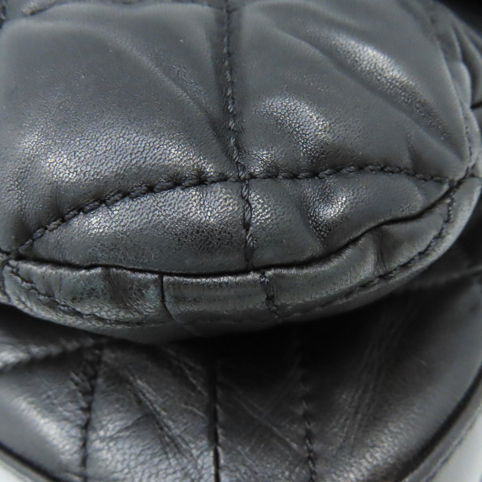 CHANEL 菱格羊皮皮革Chain Shoulder Bag銀扣鏈帶肩背袋黑色