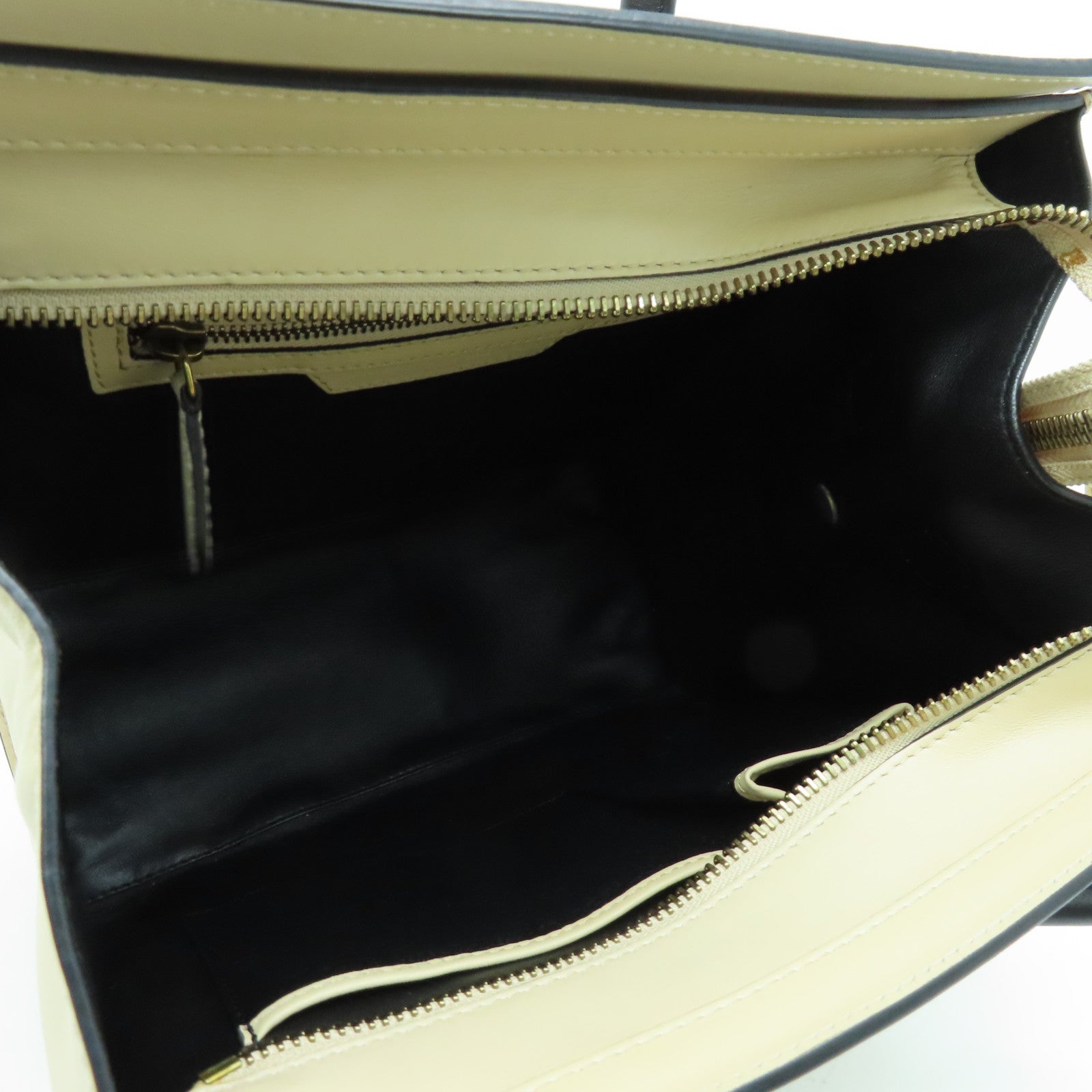 CELINE Leather Micro Luggage Gold Buckle Shoulder Bag Beige