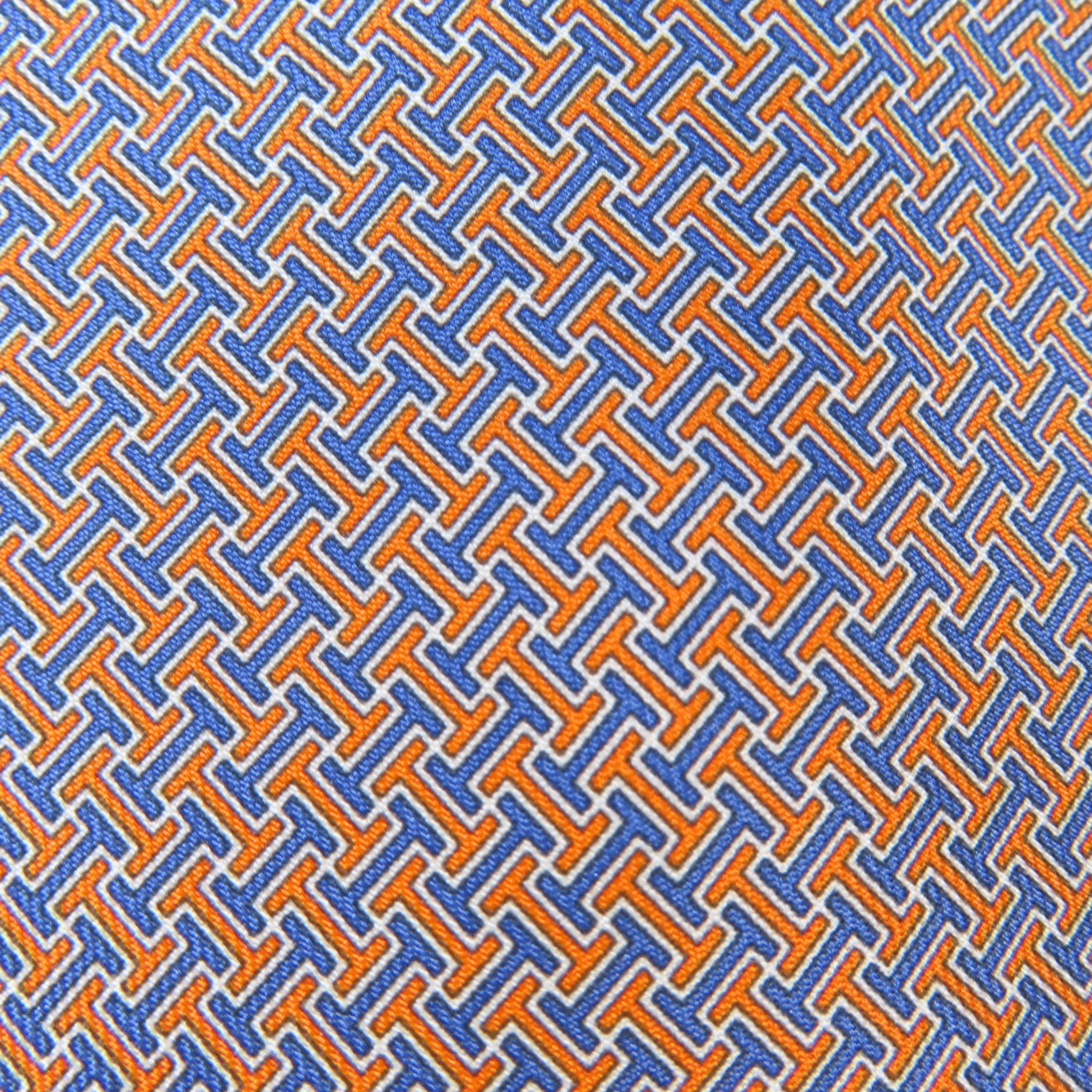 HERMES 絲質Necktie領帶橙色/藍色