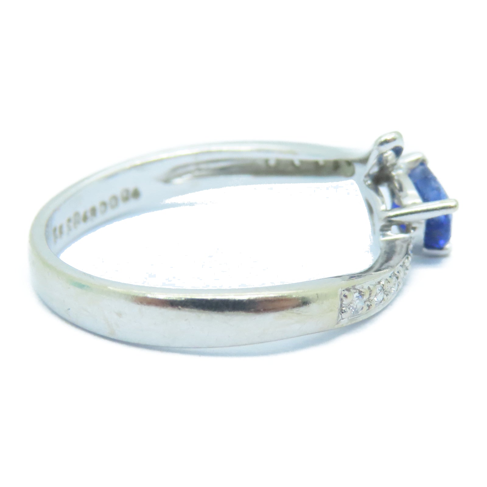 JEWELRY 【激减优惠】18K白金0.49ct蓝宝石0.04ct钻石Sapphire Ring戒指US#6.25