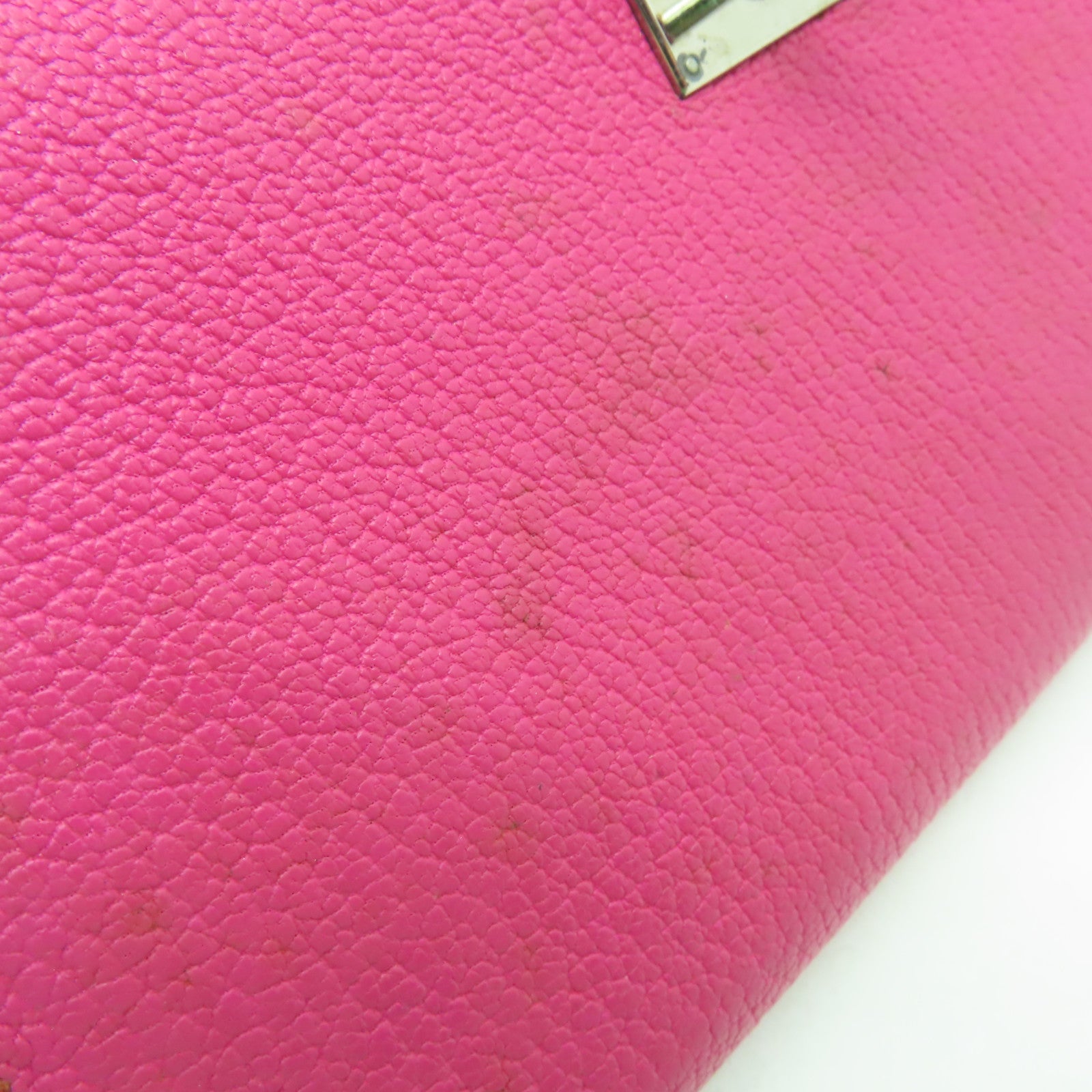 HERMES Chevre皮革Kelly Classic銀扣長錢包Fuschia Pink粉紅色