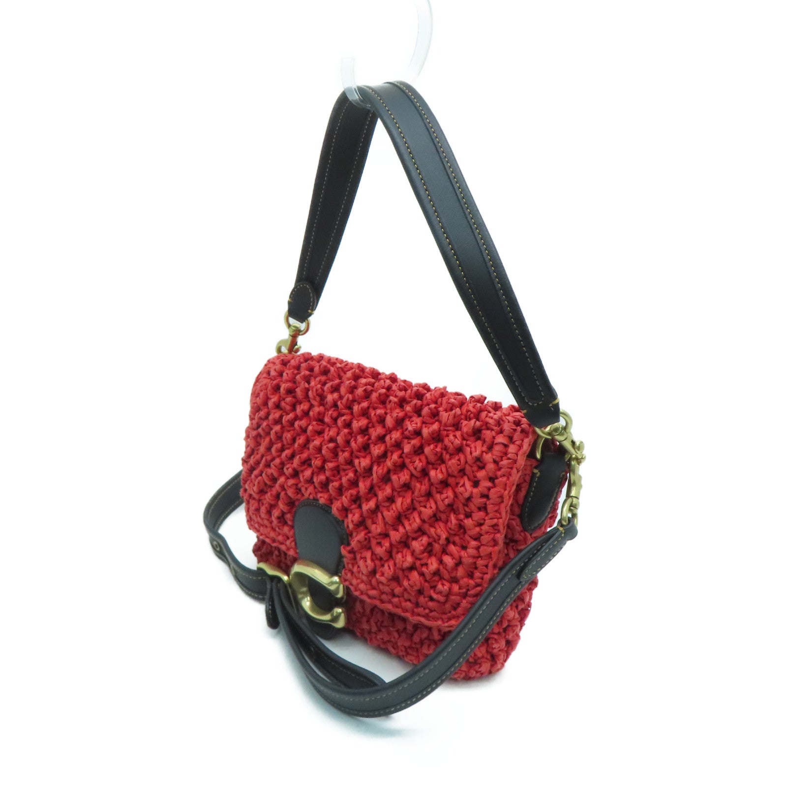 COACH 稻草/禾秆2 Way Shoulder手挽肩背两用袋红色