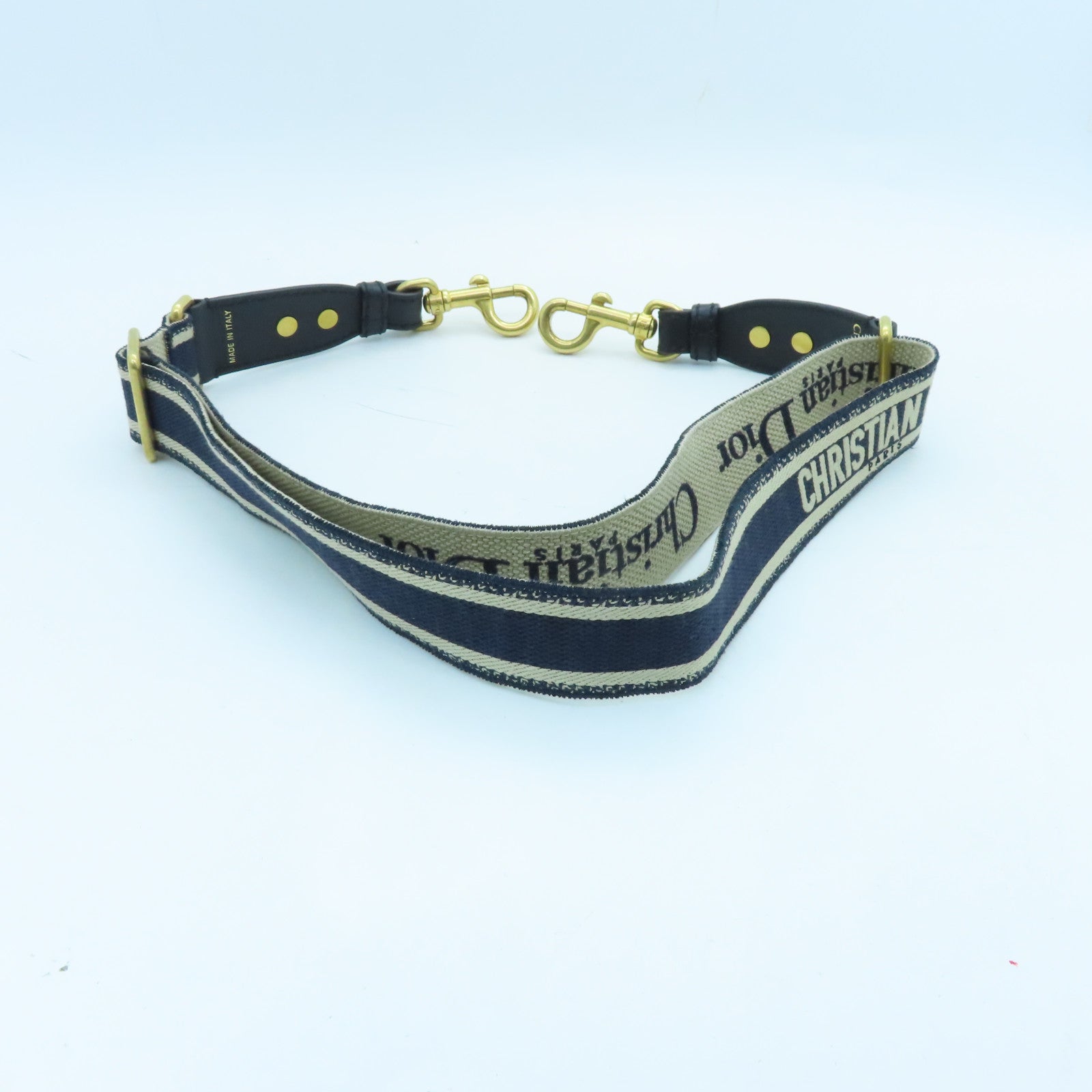 Dior Canvas Adjustable Strap Gold Buckle Charm White/Blue Black