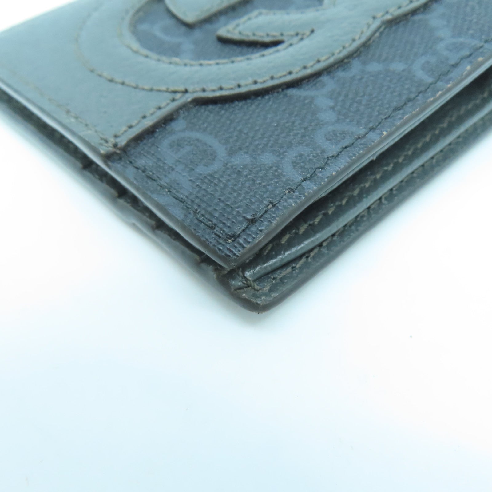 GUCCI 牛皮皮革/帆布Interlocking G Wallet钱包灰色/黑色