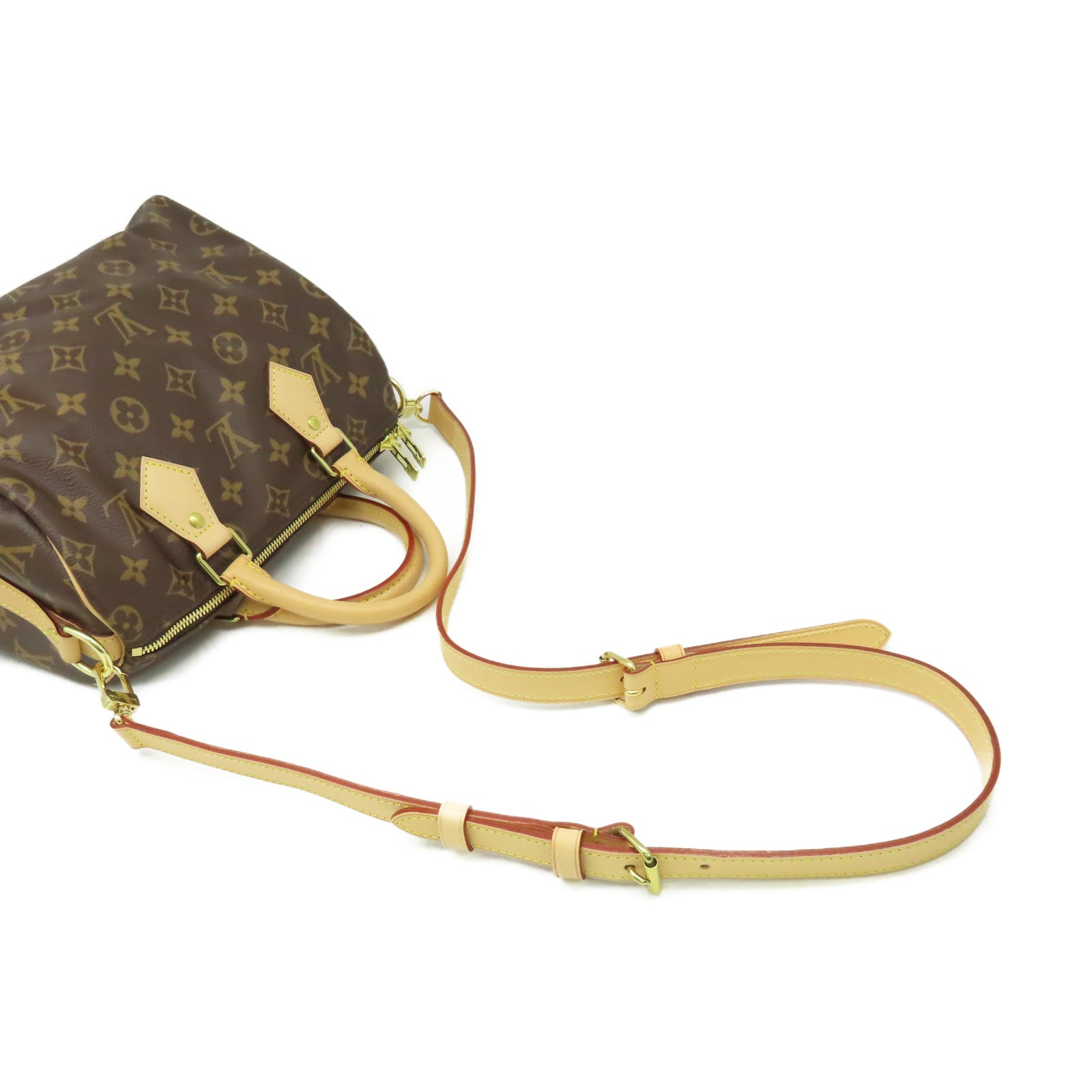 LOUIS VUITTON Monogram Speedy 25 2Way Shoulder Bag金扣手挽肩背兩用袋啡色