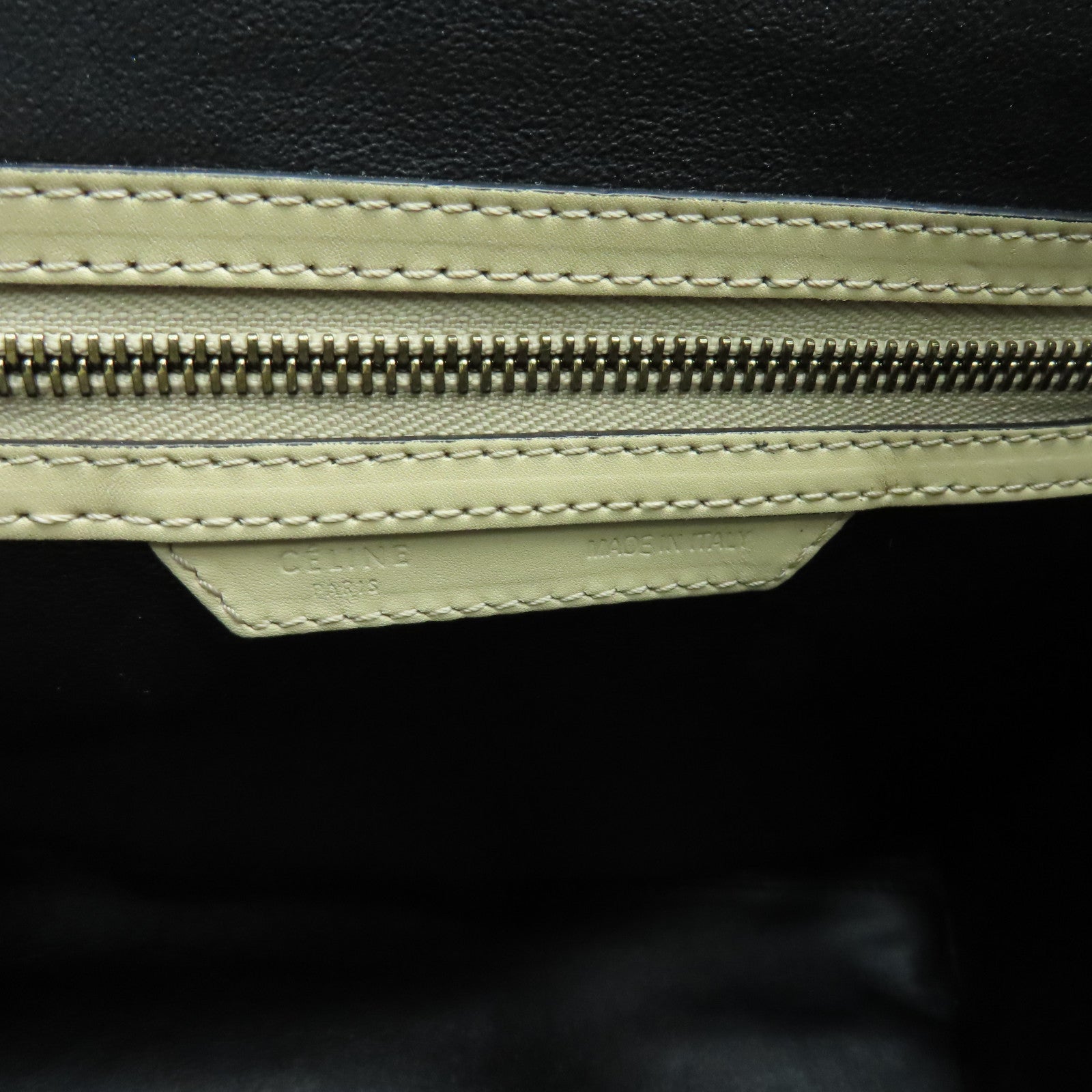 CELINE Leather Micro Luggage Gold Buckle Shoulder Bag Beige