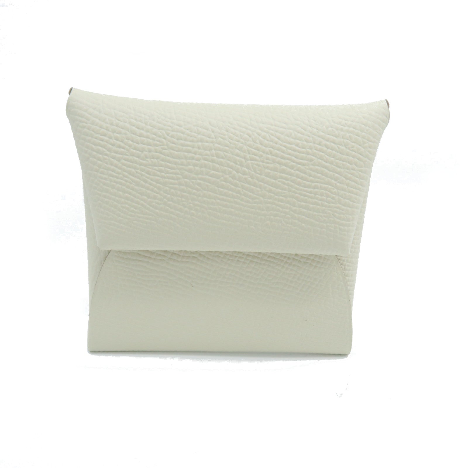HERMES Veau Epsom皮革Bastia银扣零钱包奶油白色